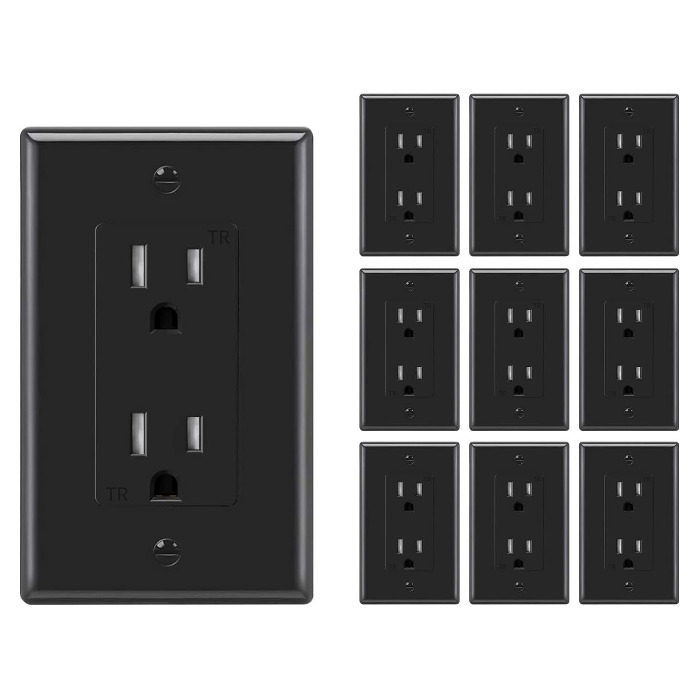 Toma de Corriente Decorativa Micmi 15Amp 10Pack Negra