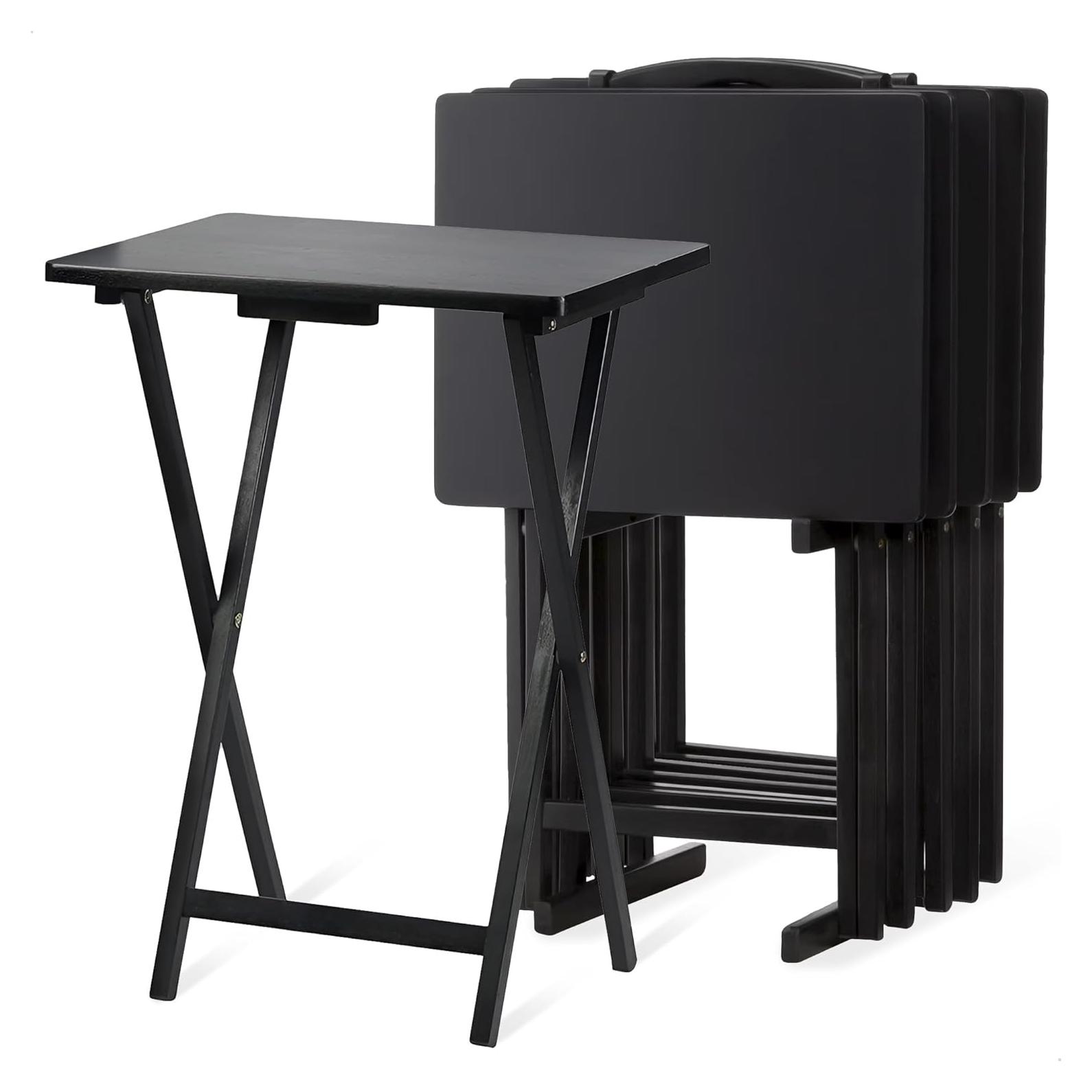 Juego de 5 Mesas Plegables de Madera PJ Wood Negro