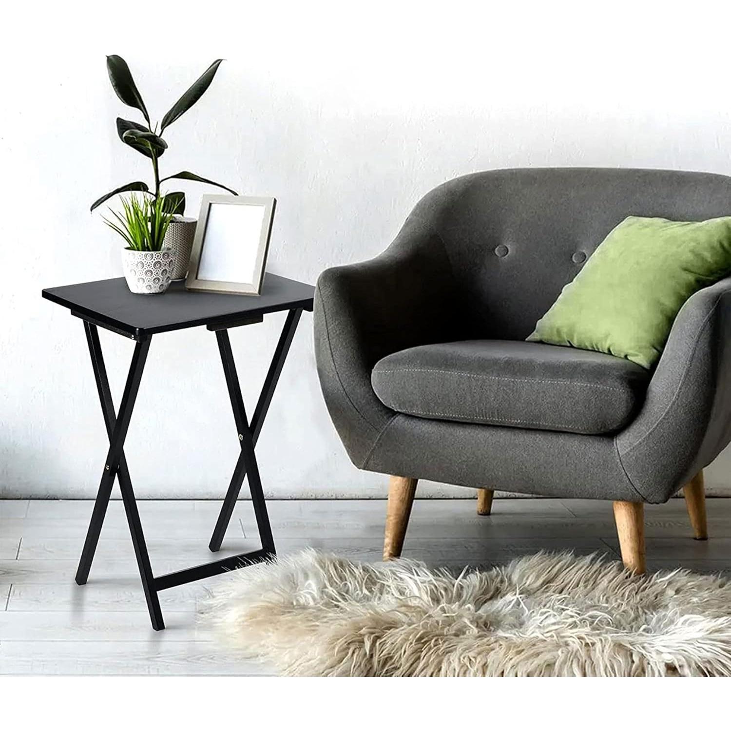 Juego de 5 Mesas Plegables de Madera PJ Wood Negro