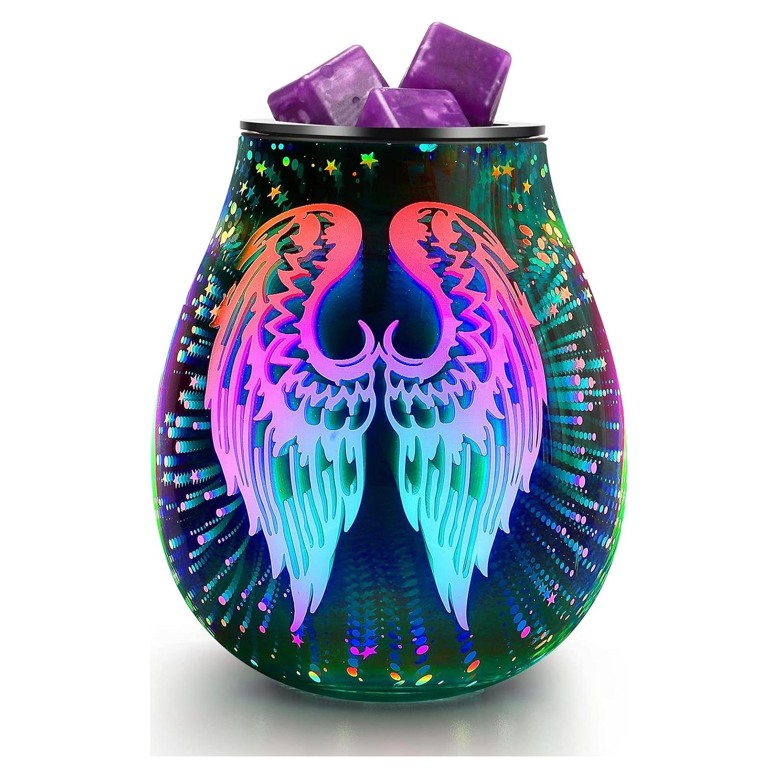 Calentador de Cera Eléctrico Inrorans Alas de Ángel 3D LED 7 Colores