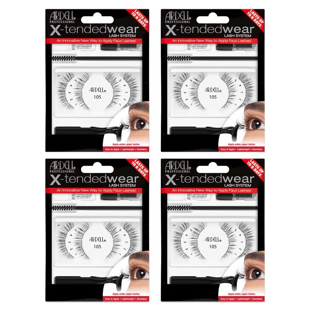 Pestañas Ardell X-tended Wear 105 - Kit 4 Paquetes Larga Duración