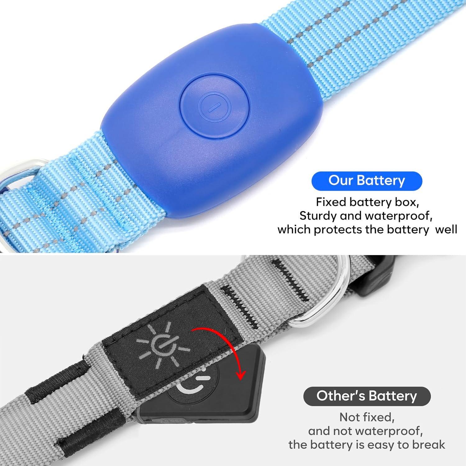 Collar LED Recargable PZRLit para Perros Pequeños Azul