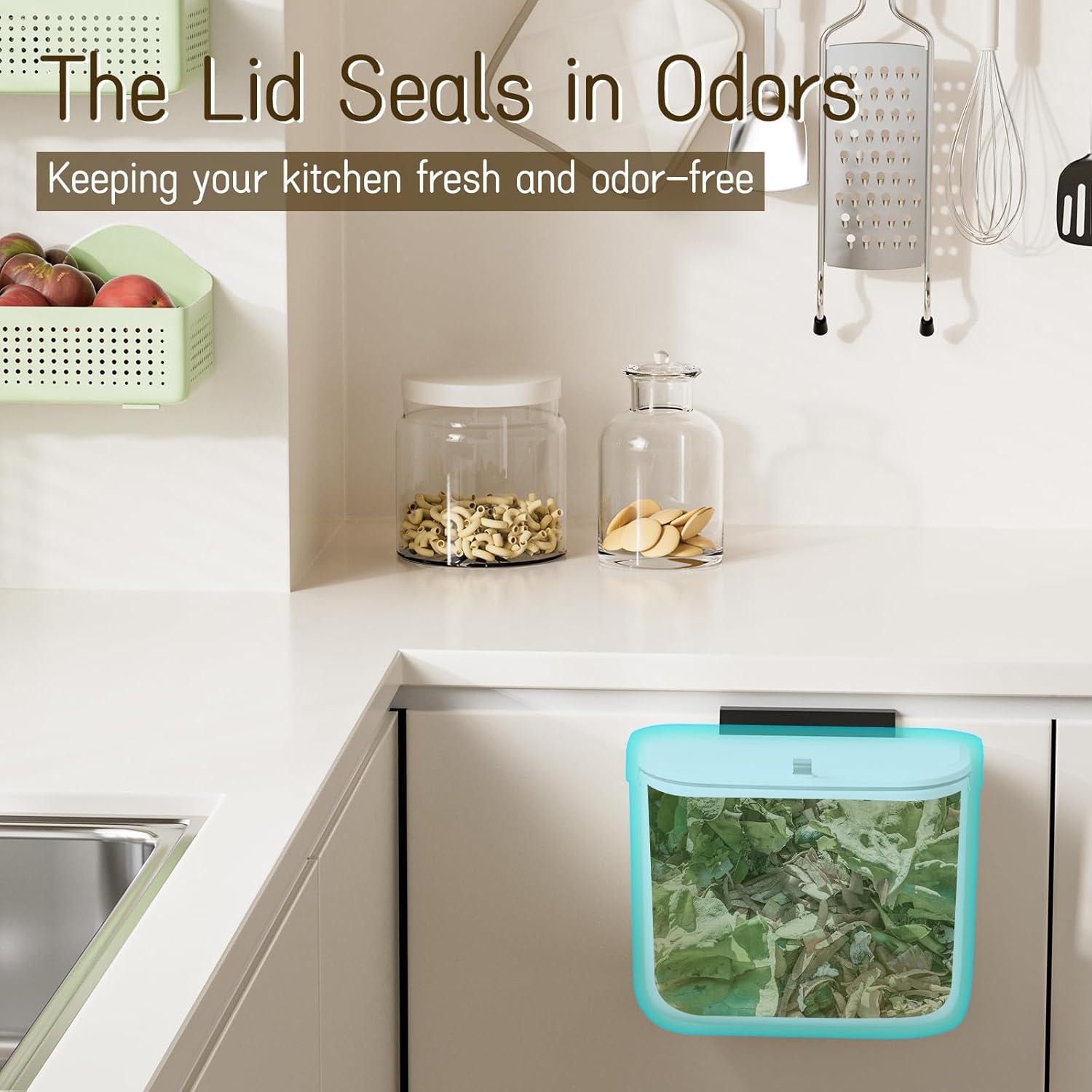 Cubo de Compostaje LYNLOO 7.2 L Colgante con Tapa Hermética