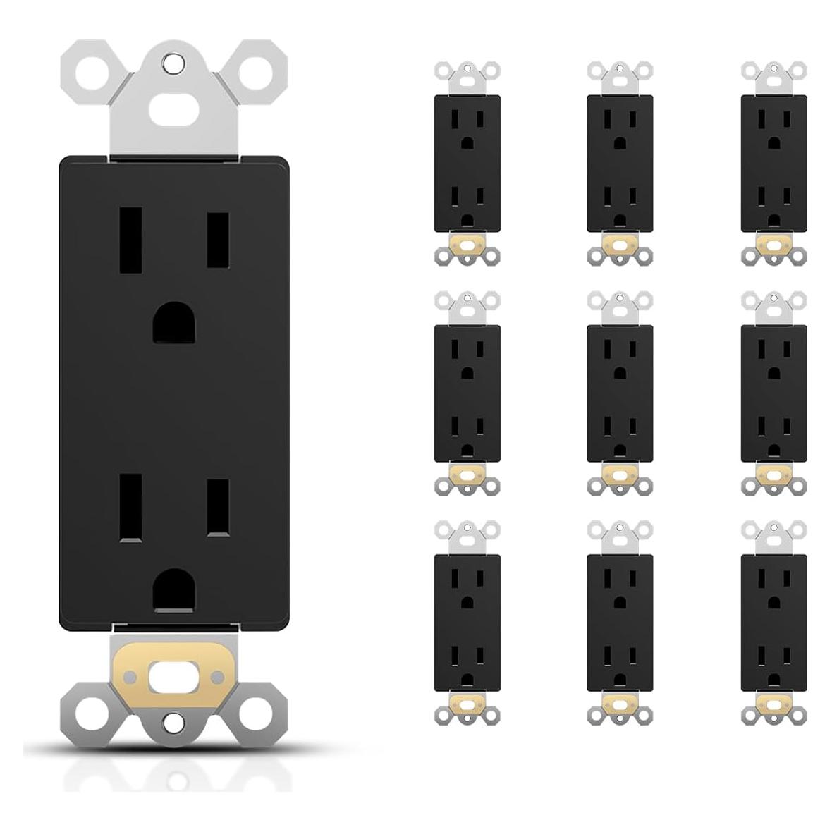 Toma Eléctrica Decorativa 15A TOPELER Negro Paquete 10