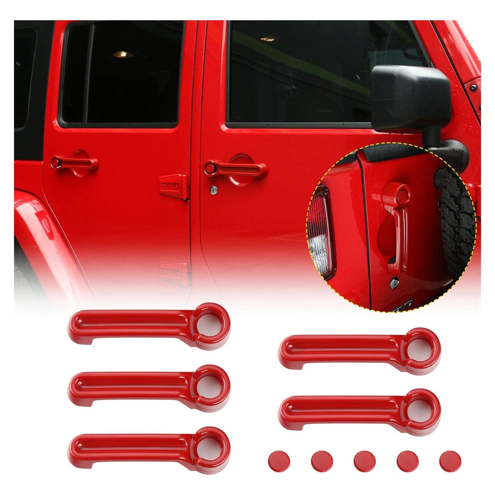 Cubiertas de Manijas de Puerta JeCar ABS Rojas 5 Piezas para Jeep