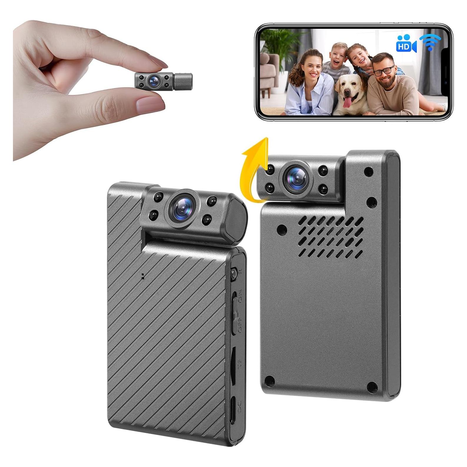 Mini Cámara Inalámbrica HD 1080p KANUIMA Plata Rotativa 180°