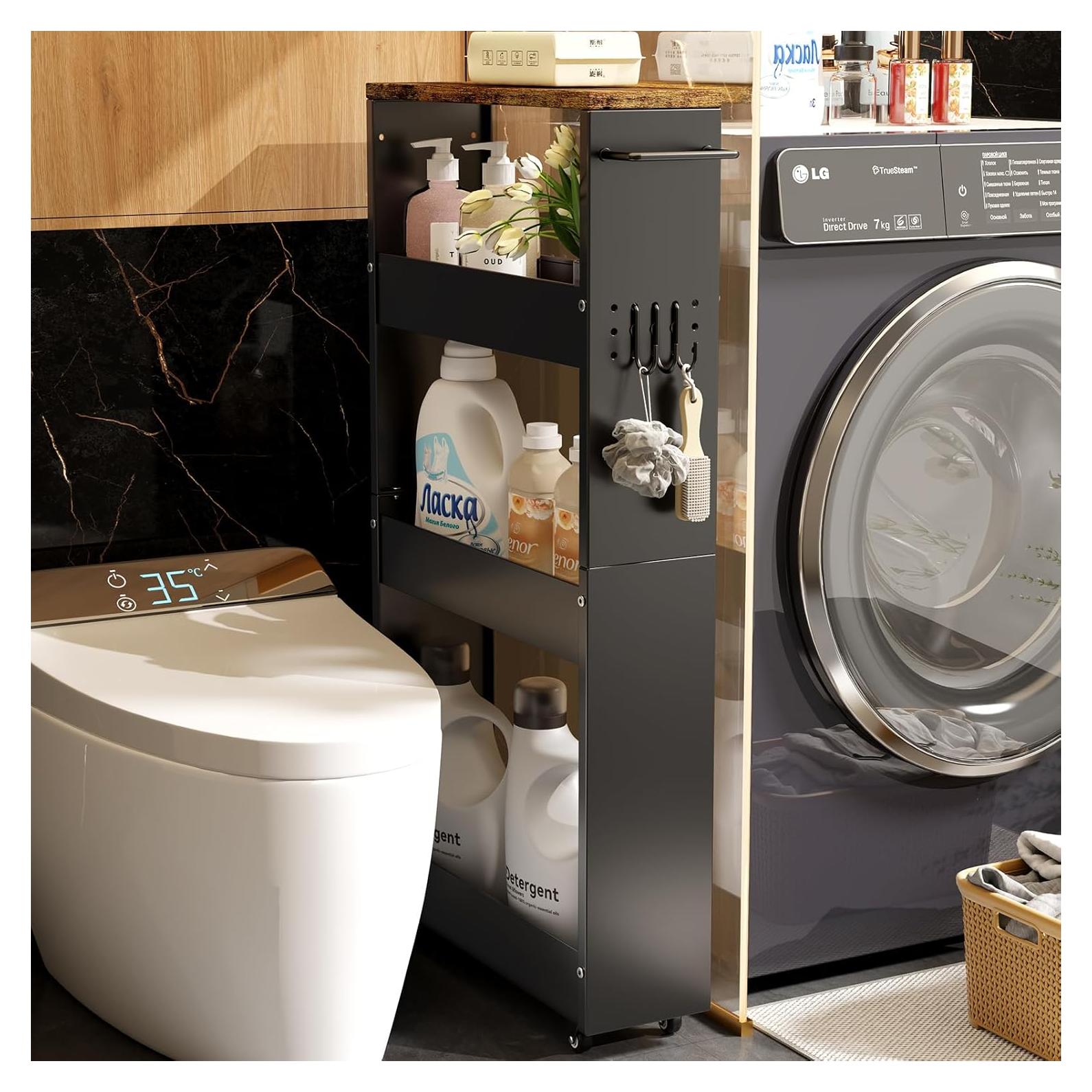 Carro de Almacenamiento CABTE de 4 Niveles Negro 82 cm