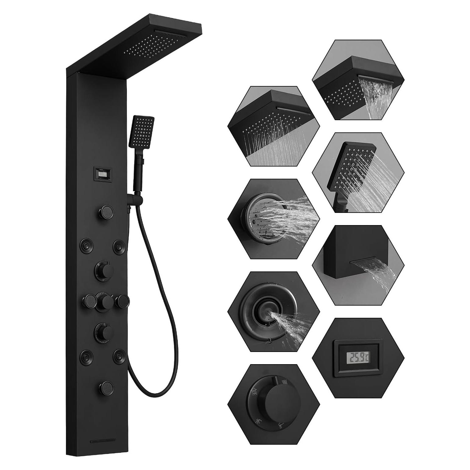 Panel de Ducha 5 en 1 BWE Acero Inoxidable Negro Mate