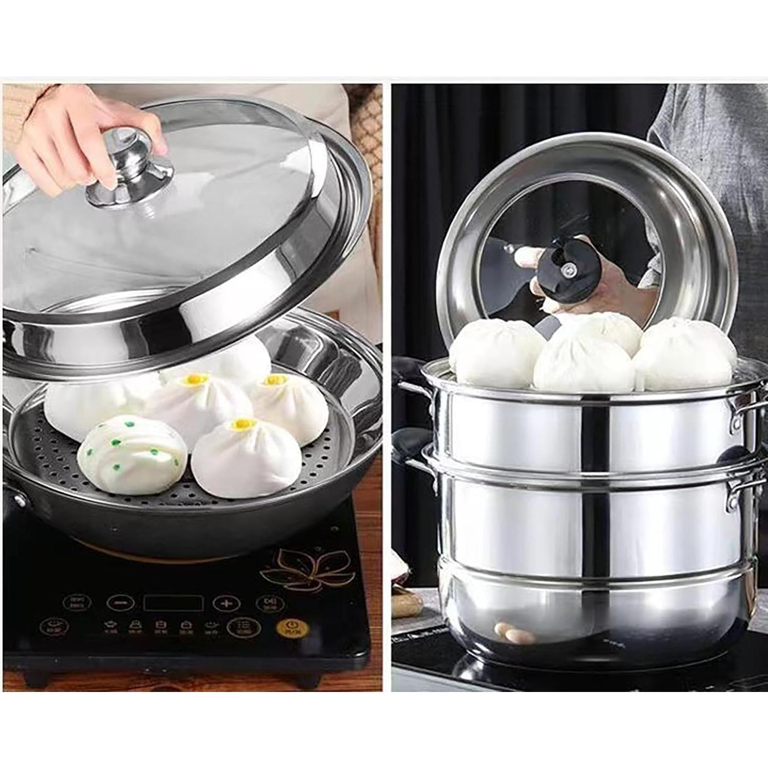 Plato de Vapor Acero Inoxidable 30 cm 2 Pcs Cocina