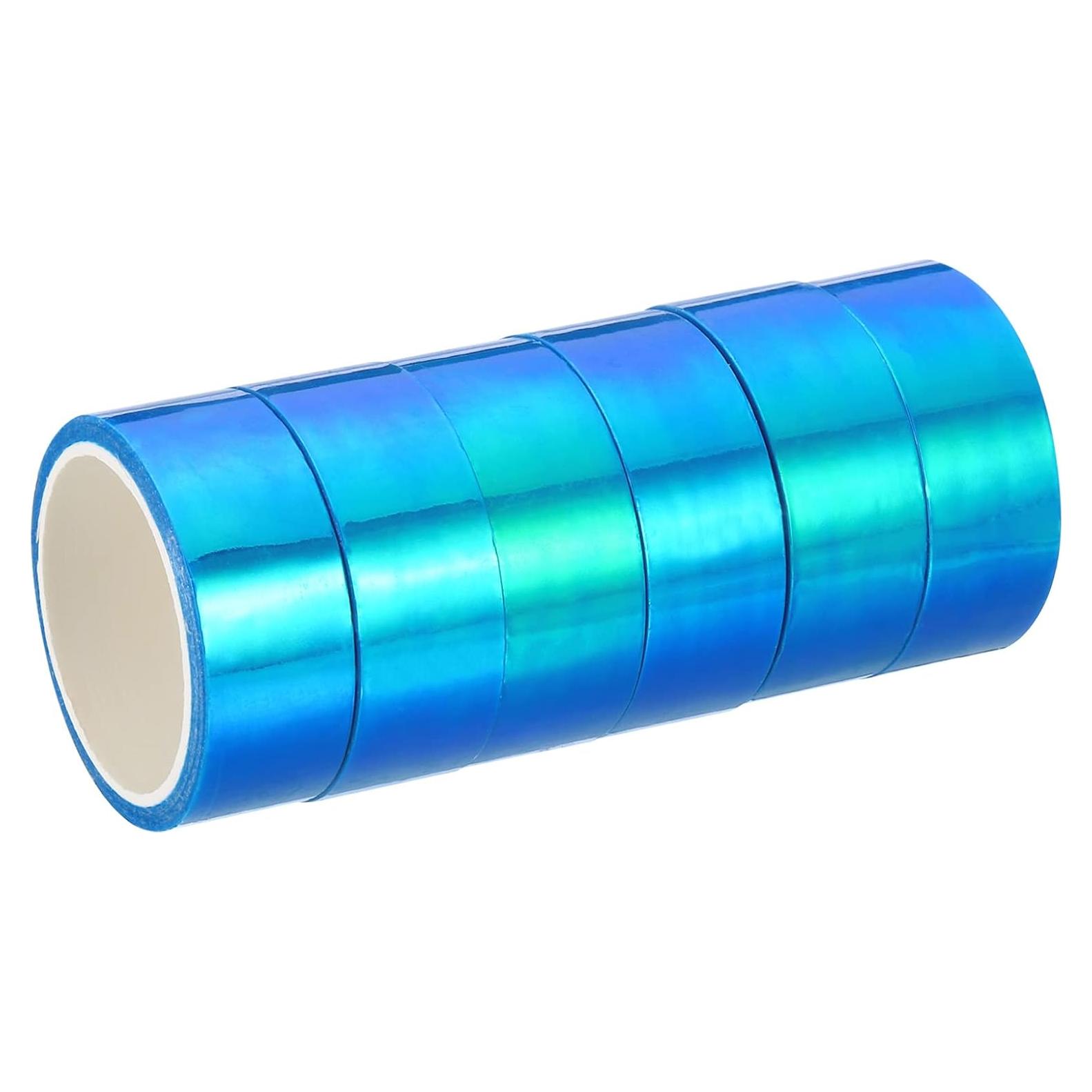 Cinta Metalizada PATIKIL 15 mm x 5 m, 6 Rollos Holográficos Azul