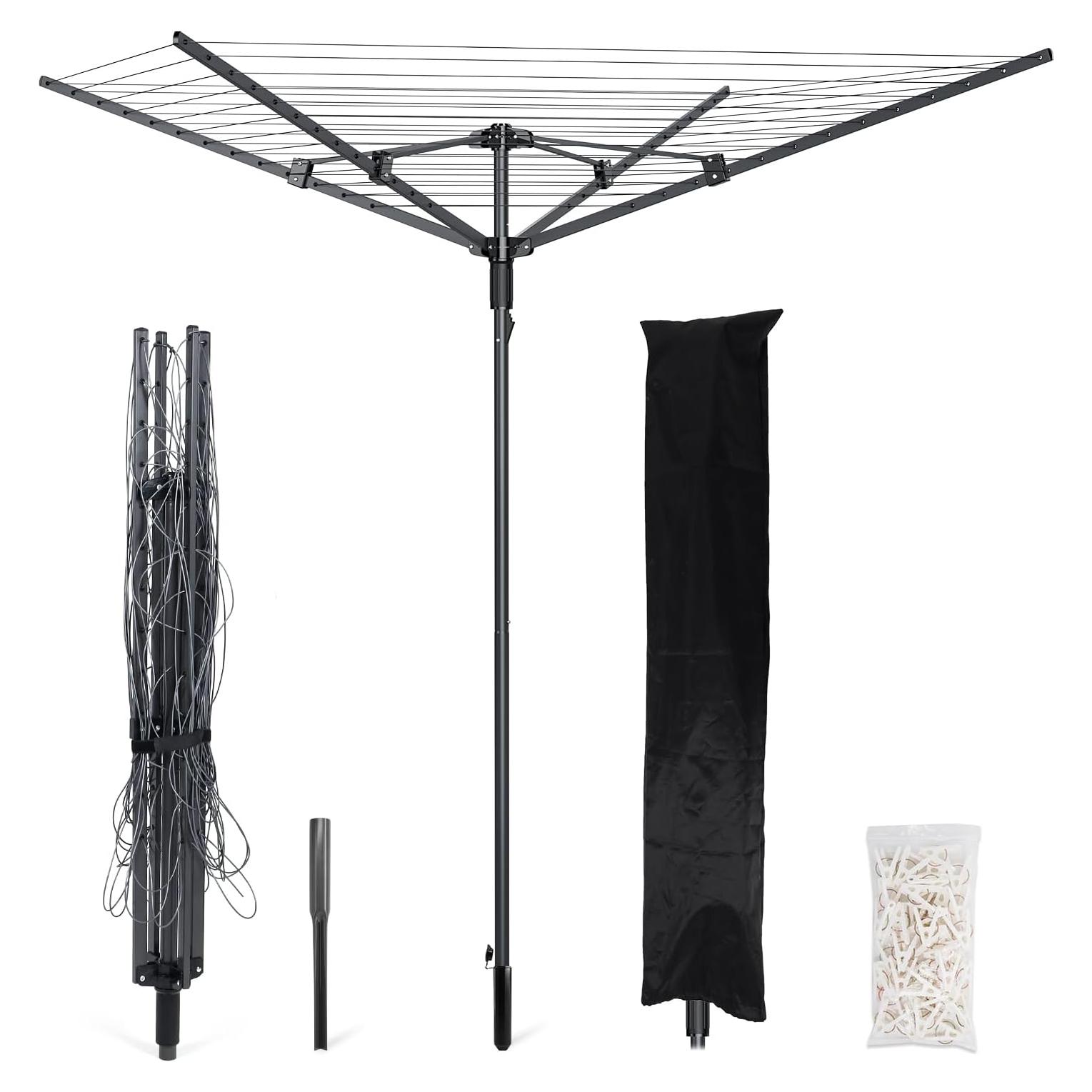 Tendedero de Ropa Exterior SZJoyBet 4 Brazos 12 Cuerdas 50m