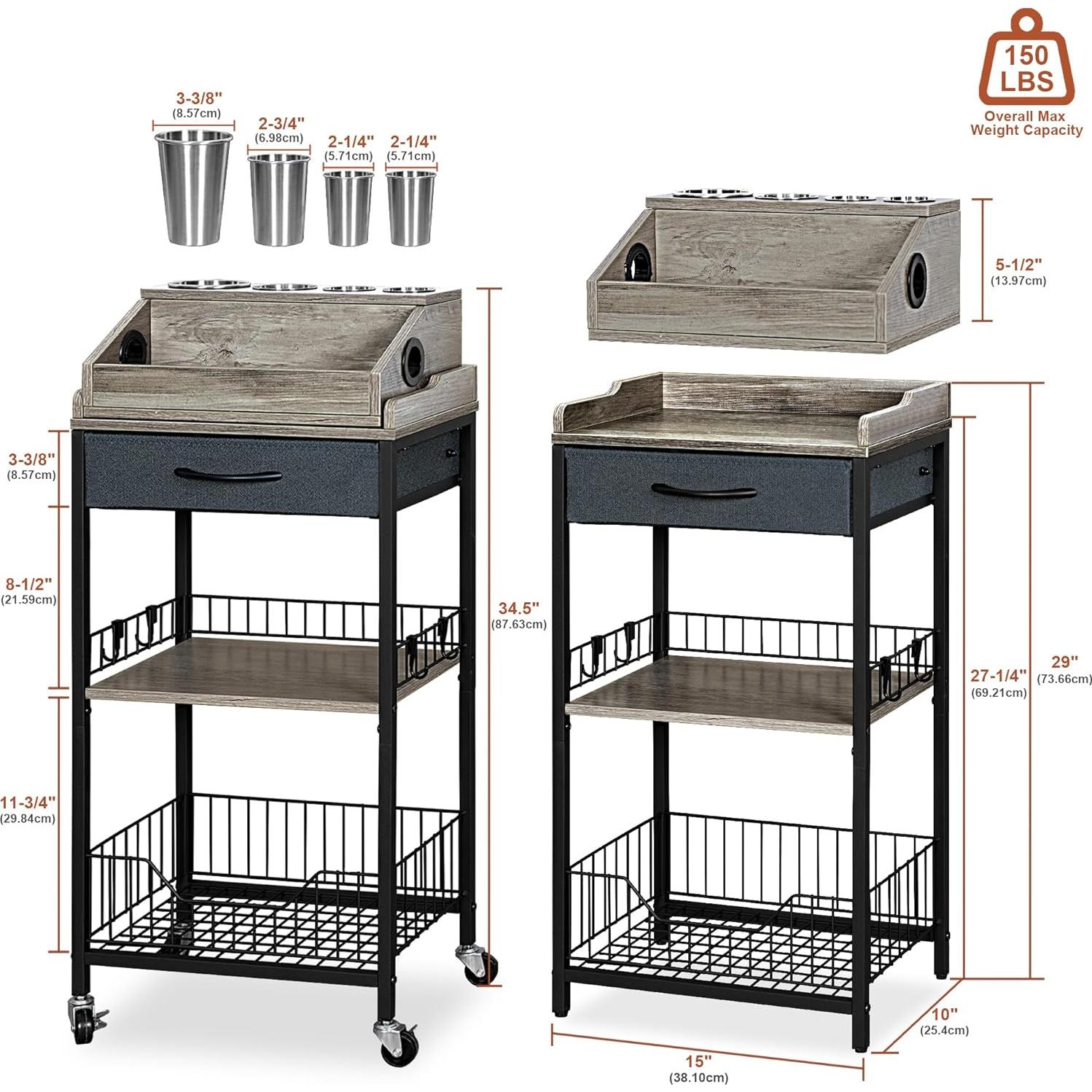 Carro Organizador de Maquillaje NauwaBarn 15" Negro con Ruedas