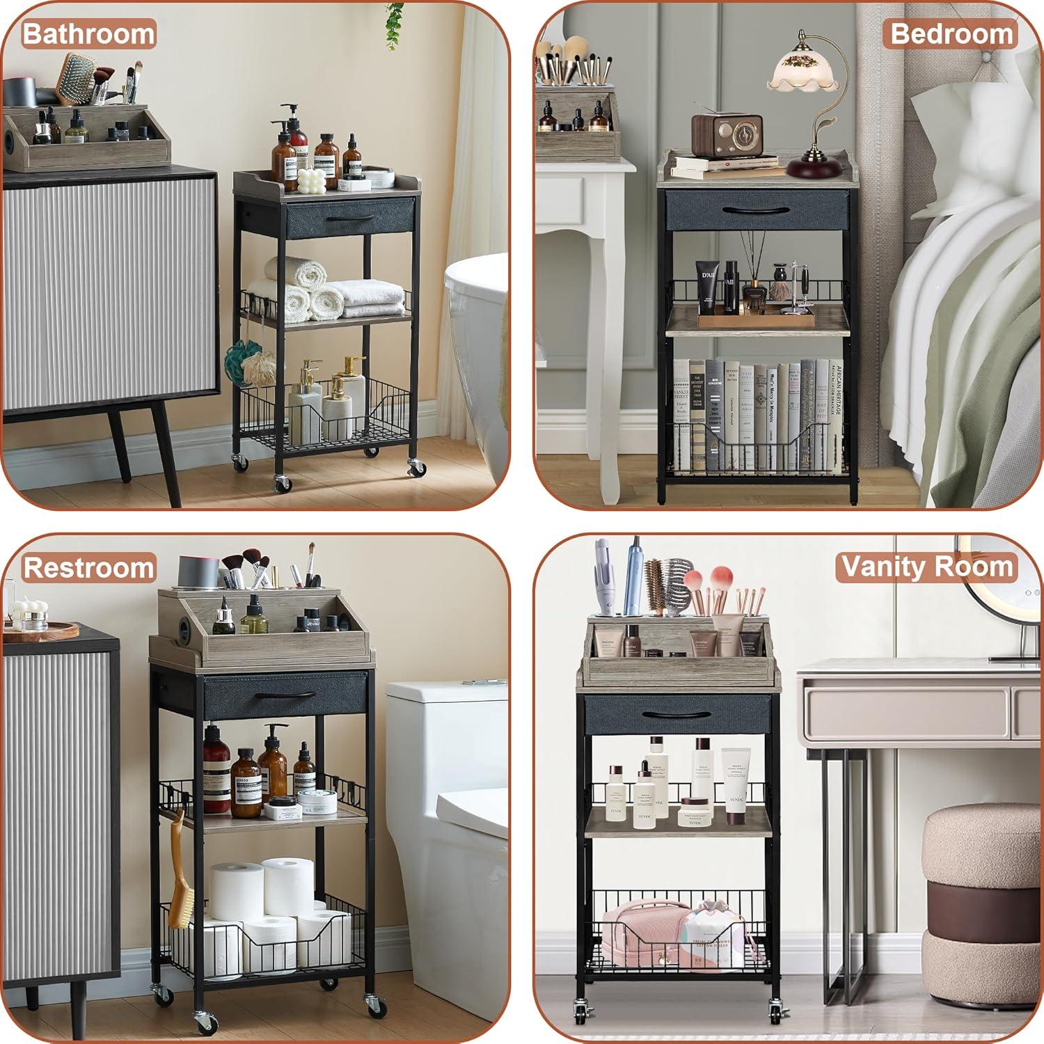 Carro Organizador de Maquillaje NauwaBarn 15" Negro con Ruedas