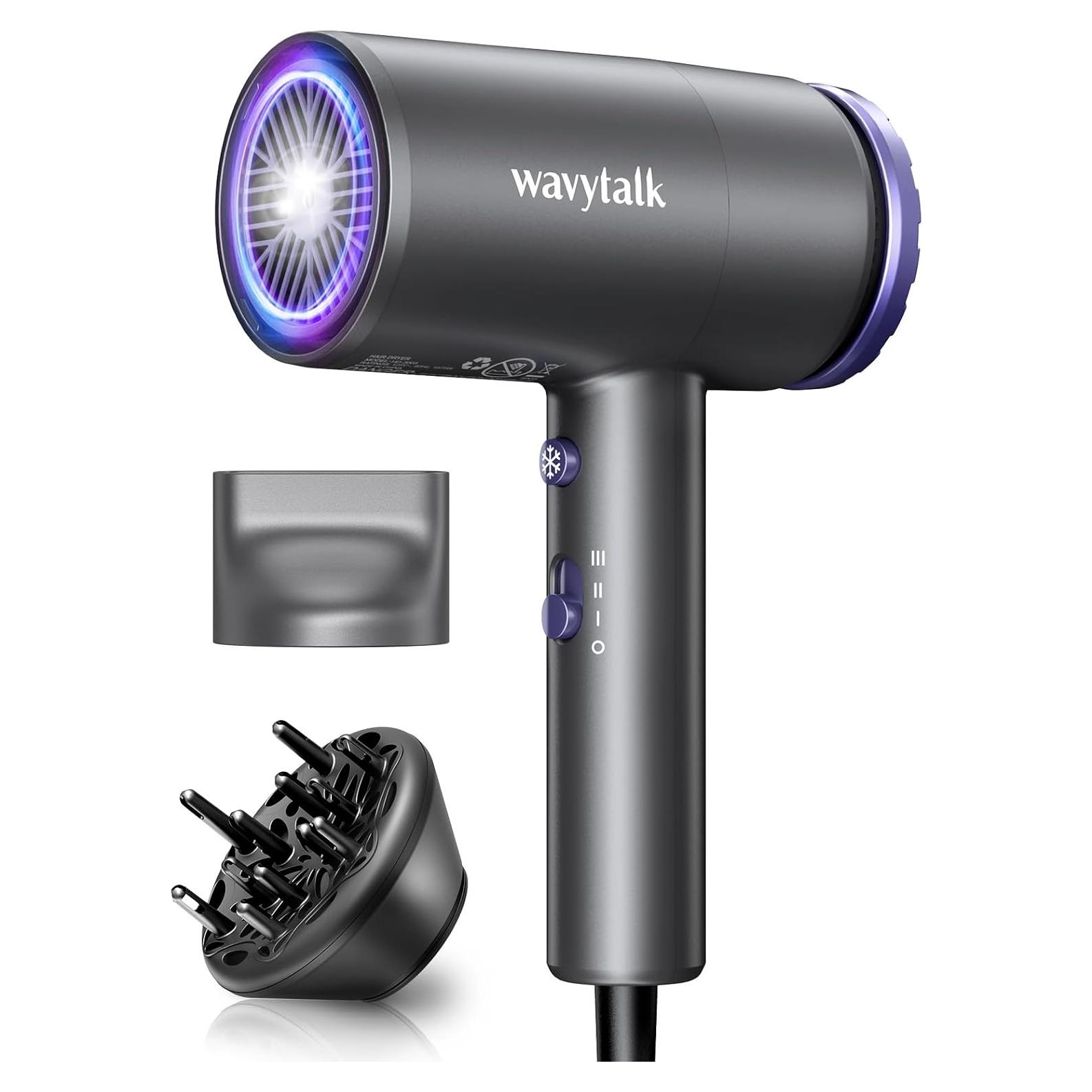 Secador de Pelo Wavytalk 1875W Iónico con Difusor y Boquilla