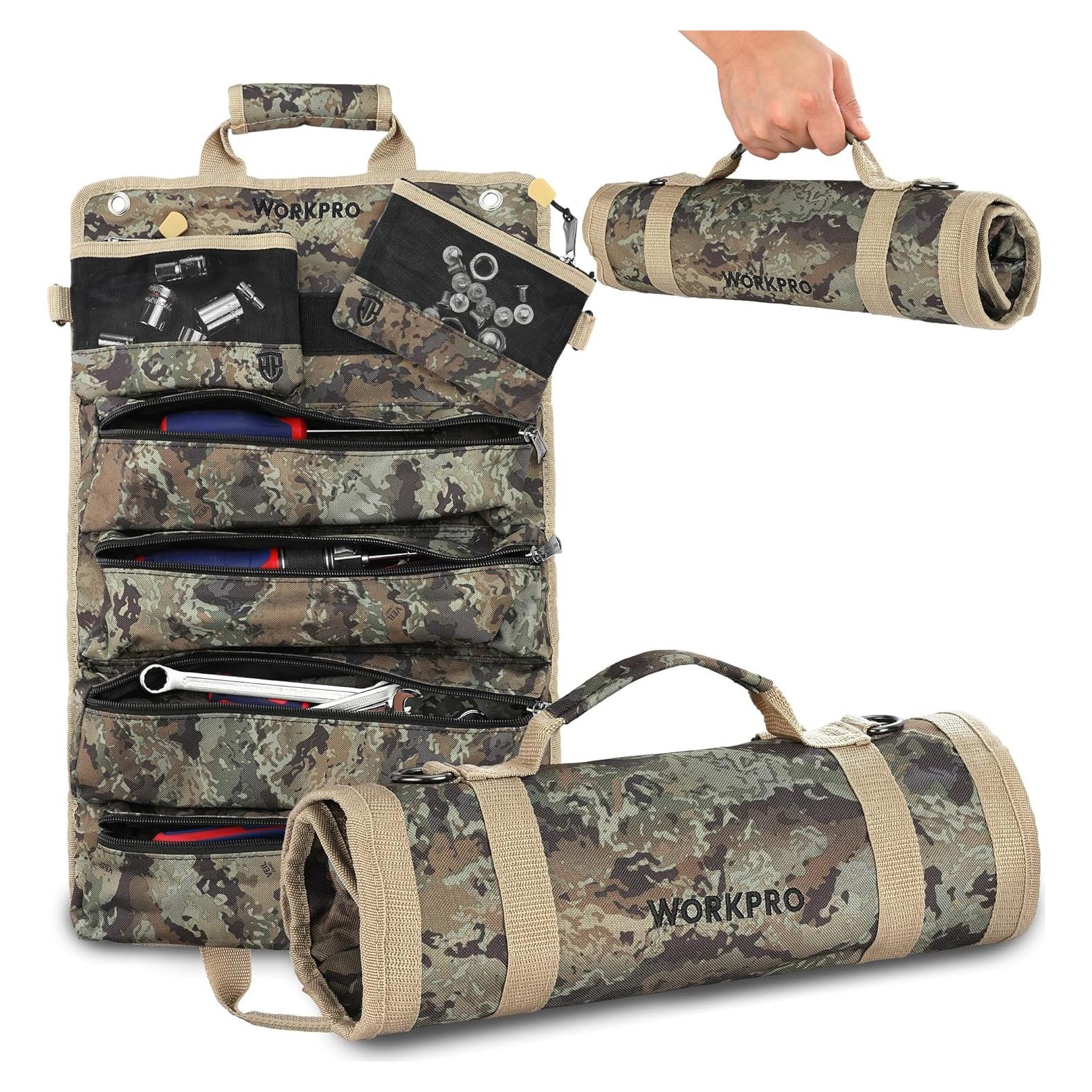 Bolsa de Herramientas WORKPRO Camuflaje 6 Bolsillos 55,88 cm