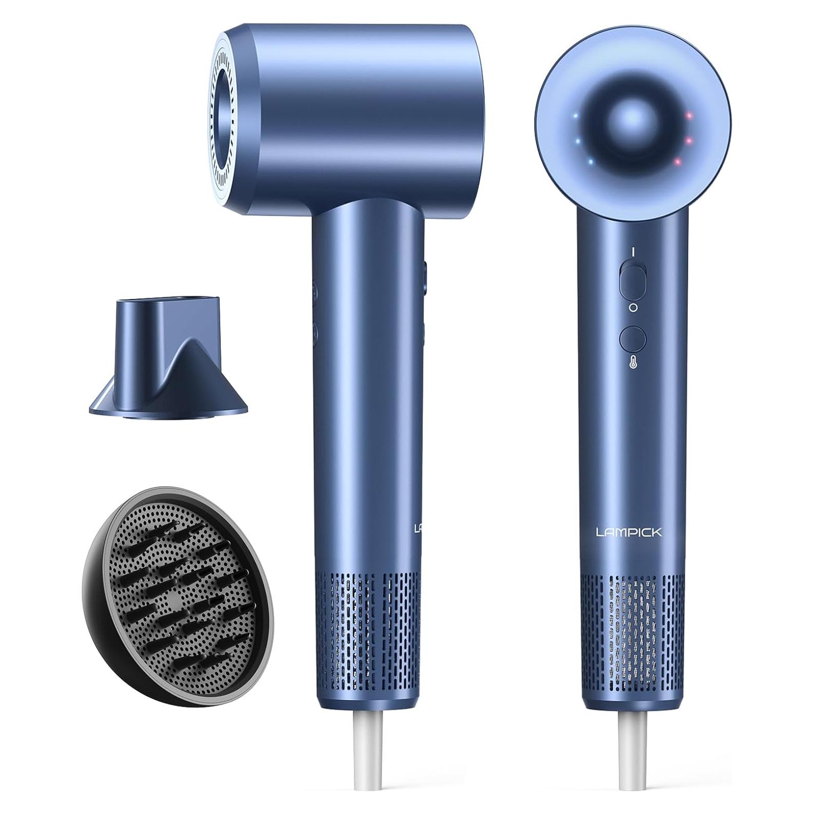 Secador de Pelo LAMPICK Iónico 150000 RPM Azul, 5 Temperaturas