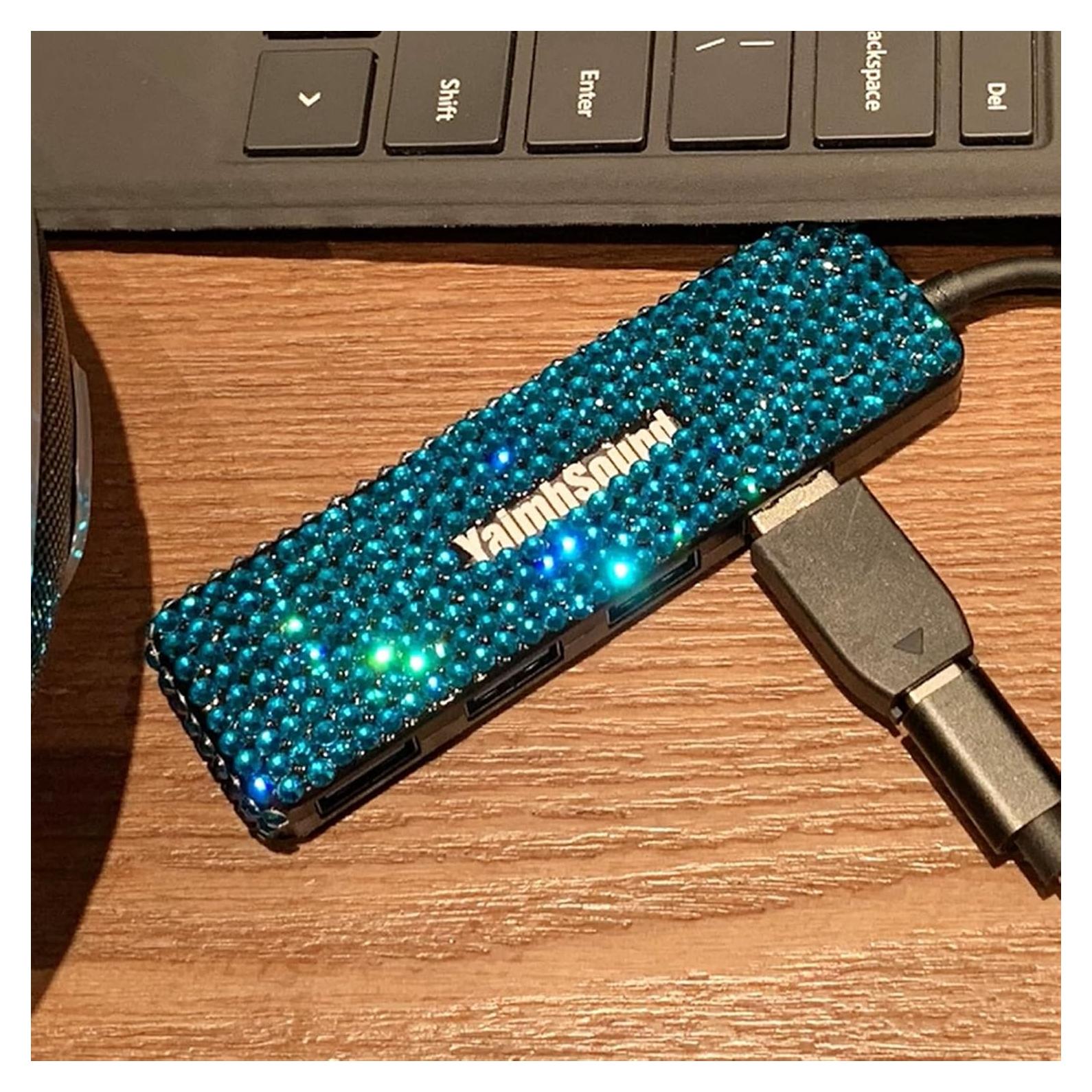 Divisor USB 3.0 YaimhSound Hub 4 Puertos Azul para Laptop/PC/Mac