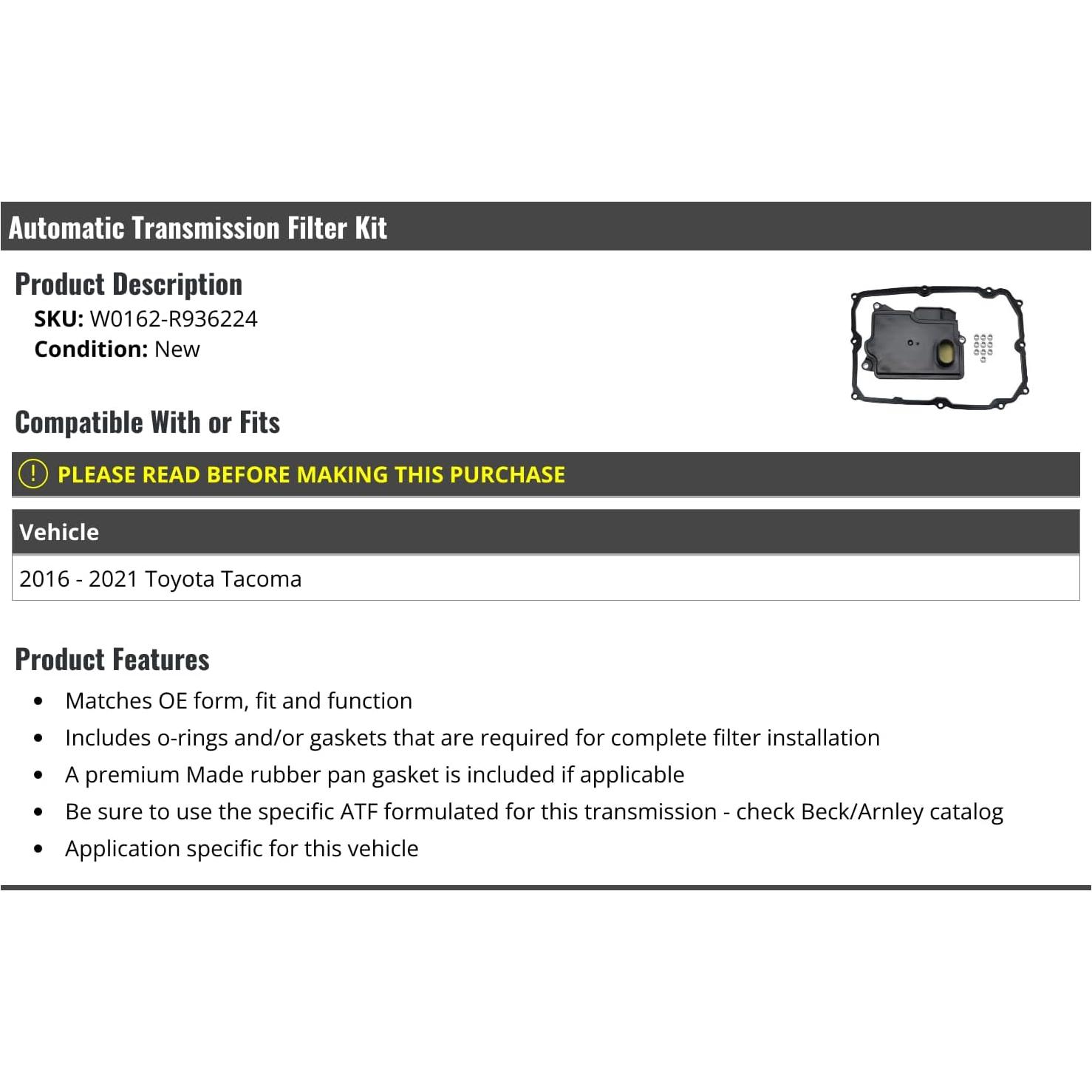 Kit Filtro Transmisión Automática Toyota Tacoma 2016-2021