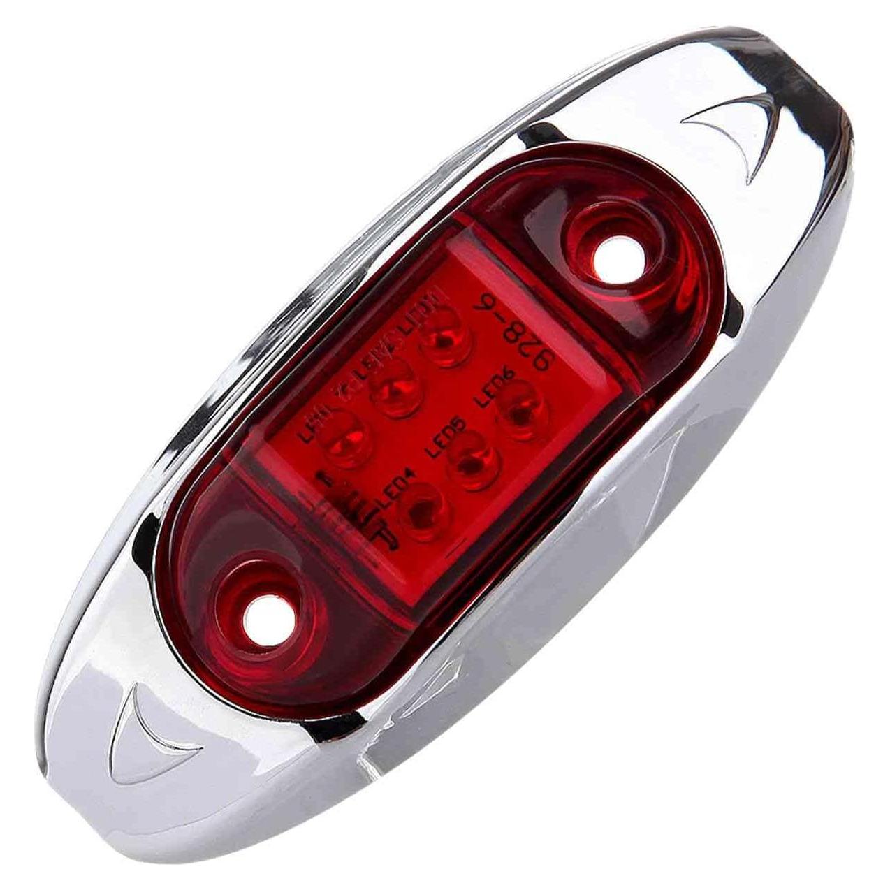 Luz Marcadora LED Roja cciyu 2.5" Bisel Cromado Impermeable