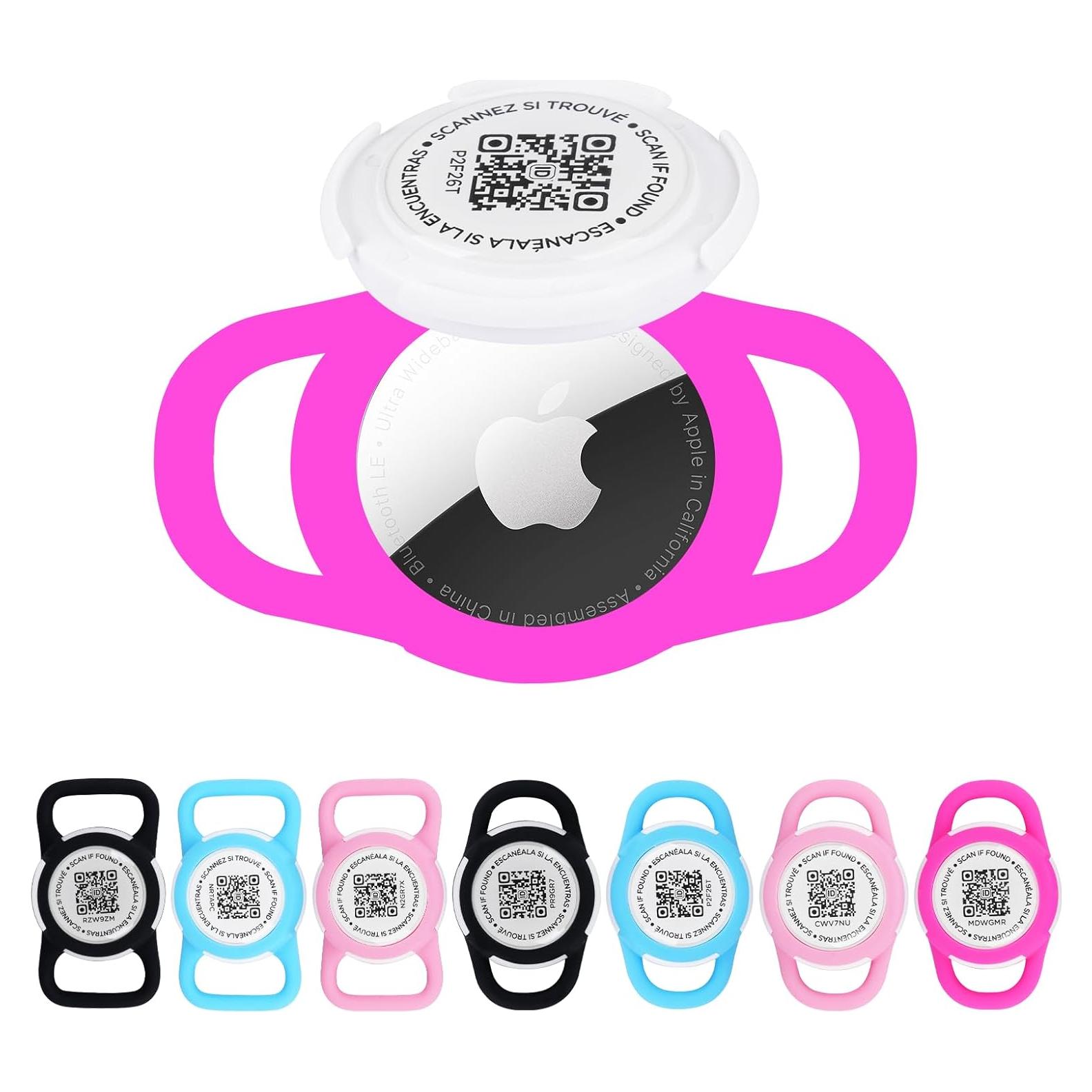 Porta ID de Mascota QR Icitekwan Mini Impermeable Rosa