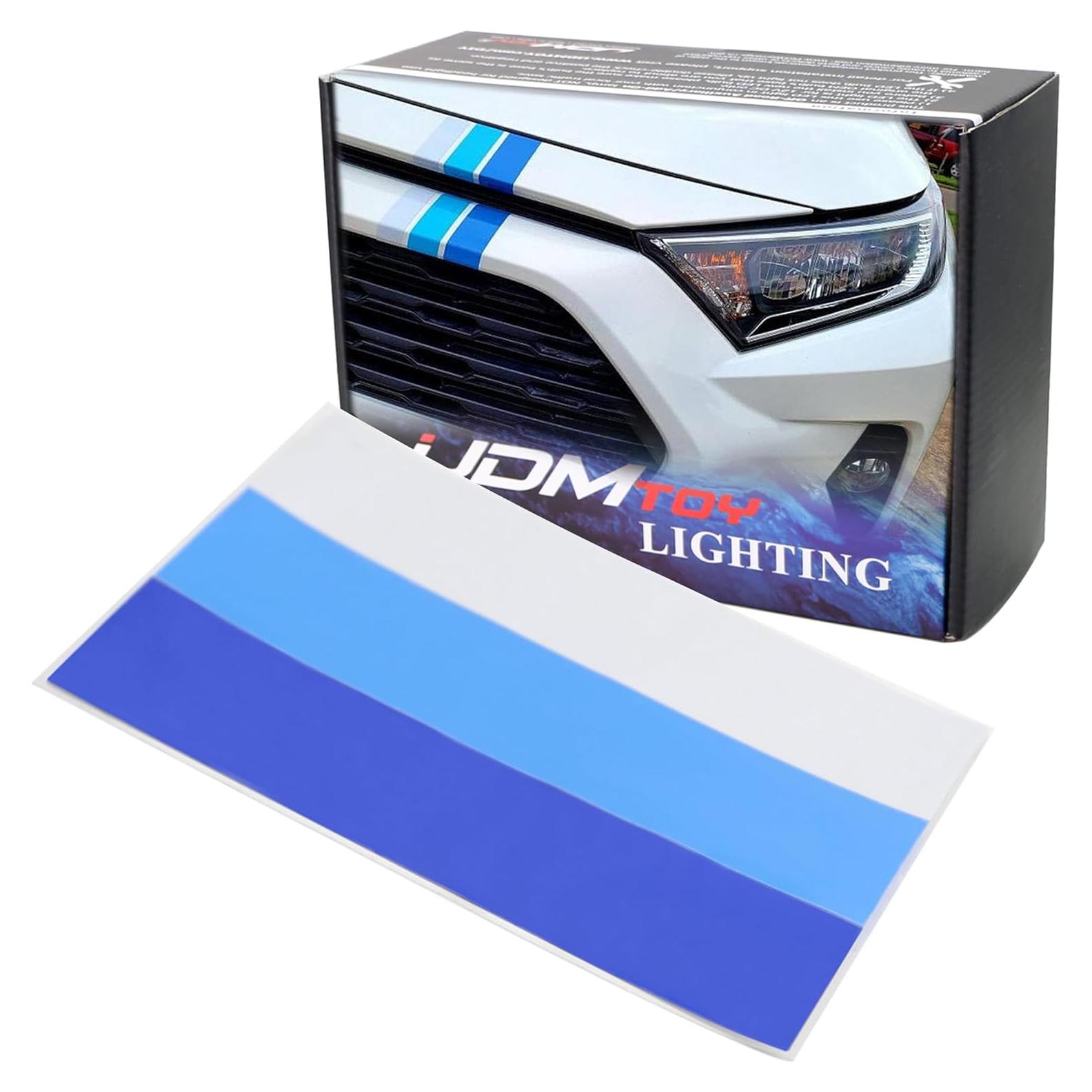 Calcomanía Retro Azul iJDMTOY 25.4 cm Rayas Tricolores