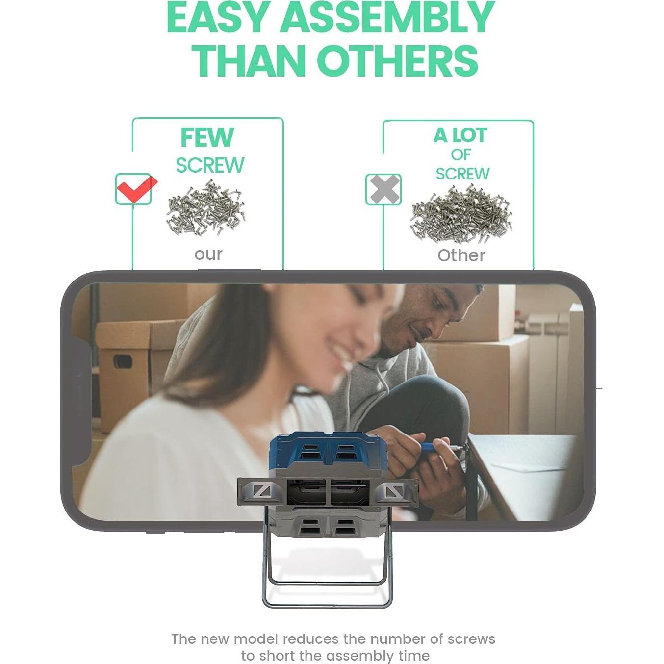 Compostador Giratorio EJWOX 163L con Termómetro - Negro