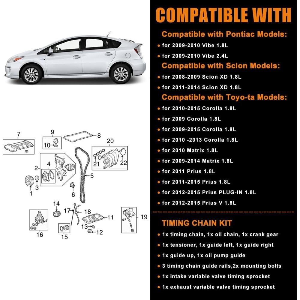 Kit de Cadena de Distribución Loosoo 13070-0T010 para Toyota y Pontiac