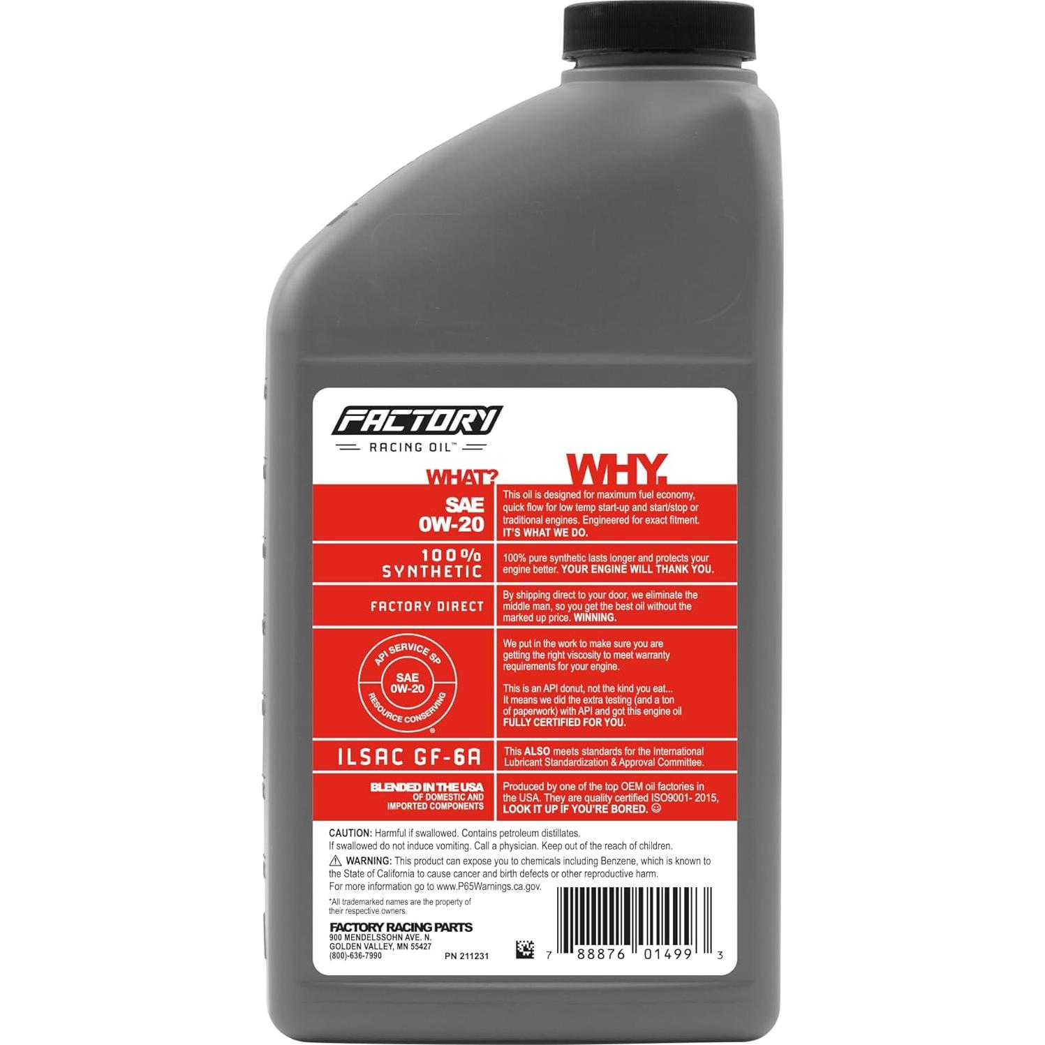 Kit de Cambio de Aceite Deluxe Factory Racing 0W-20 para Toyota