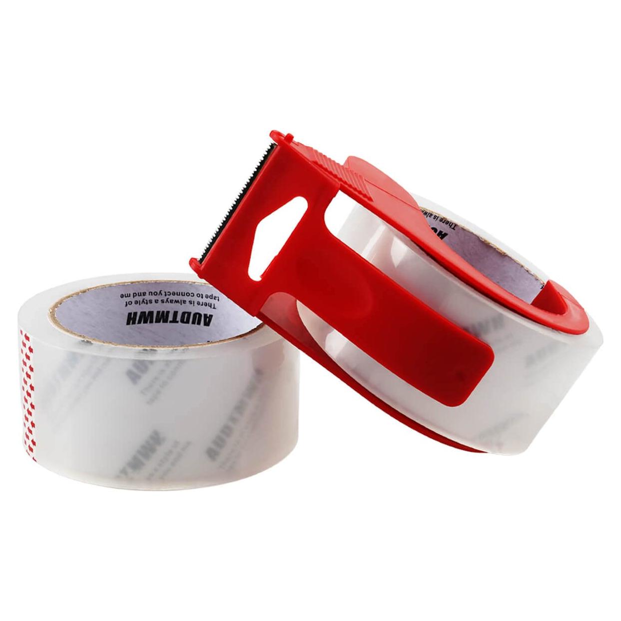 Cinta de Embalaje Transparente AUDTMWH con Dispensador 2 Rollos 87.7 m