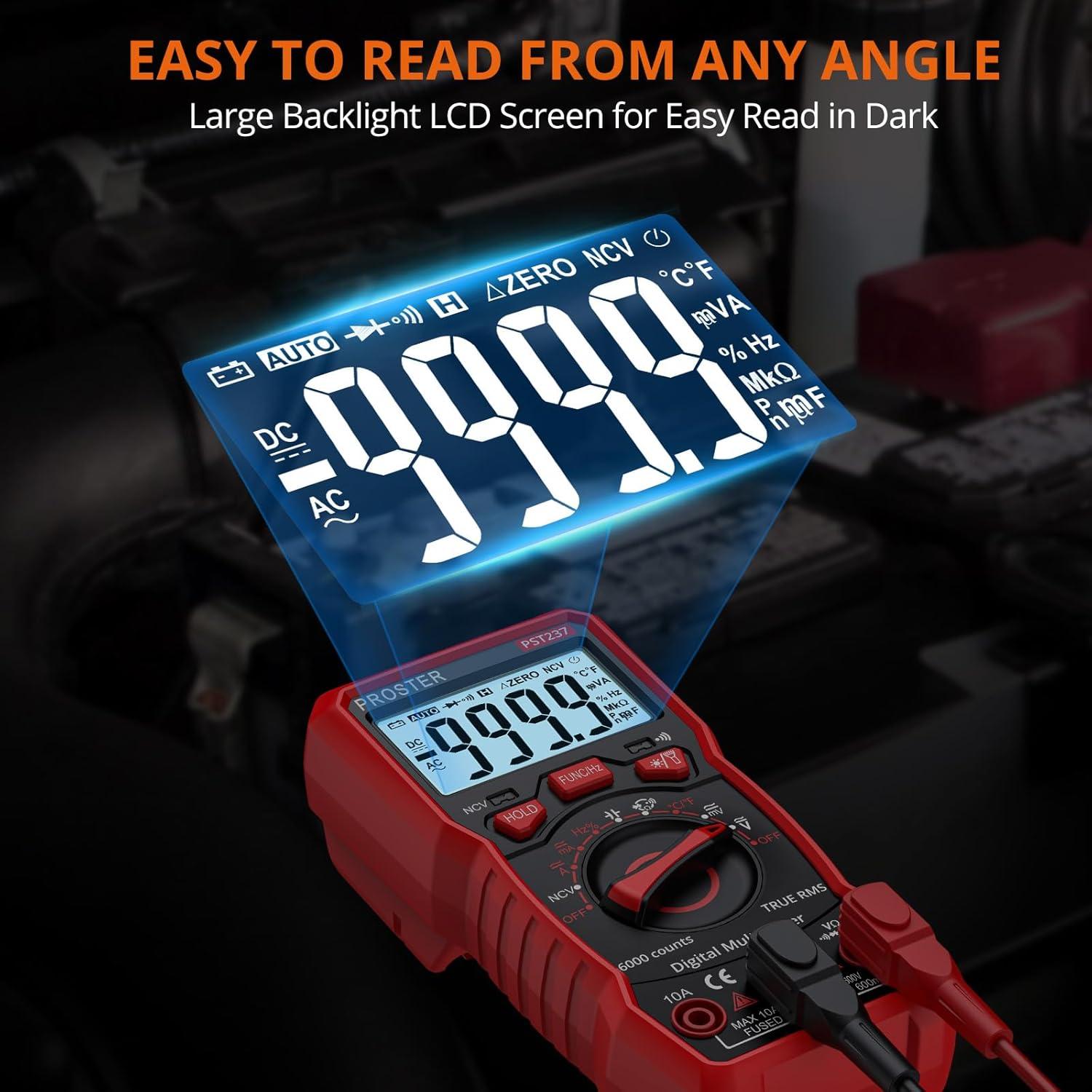 Multímetro Digital Proster T21D 6000 Cuentas TRMS Automático