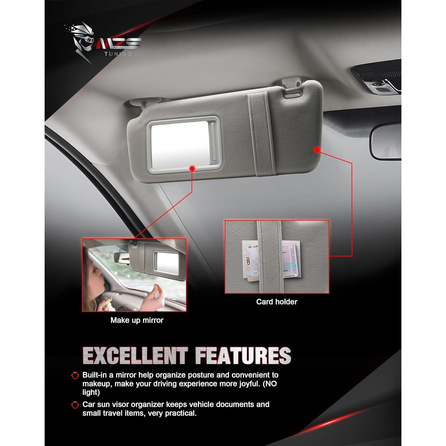 Visera Solar Izquierda MZS para Camry 2007-2011 Gris