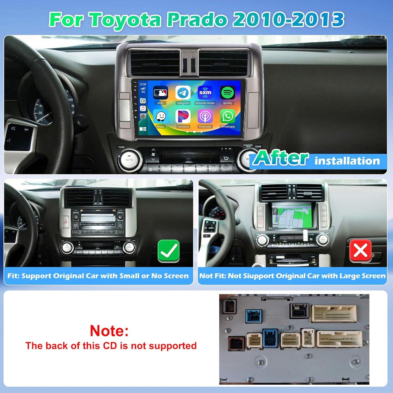 Radio de Coche Roinvou para Toyota Prado 2010-2013 con Carplay y Android Auto