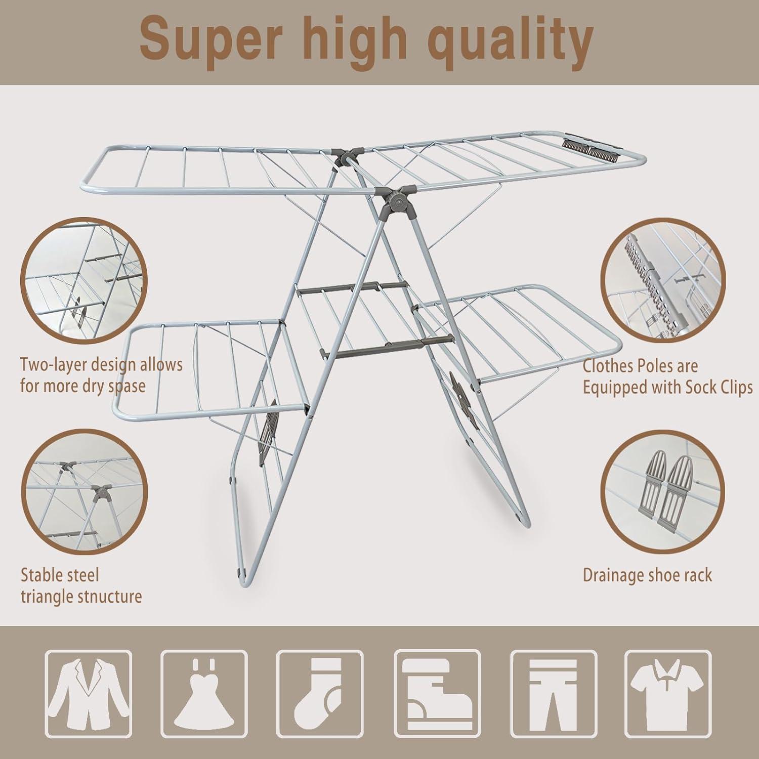 Secador de Ropa Plegable SONWIN 2 Niveles Acero Inoxidable