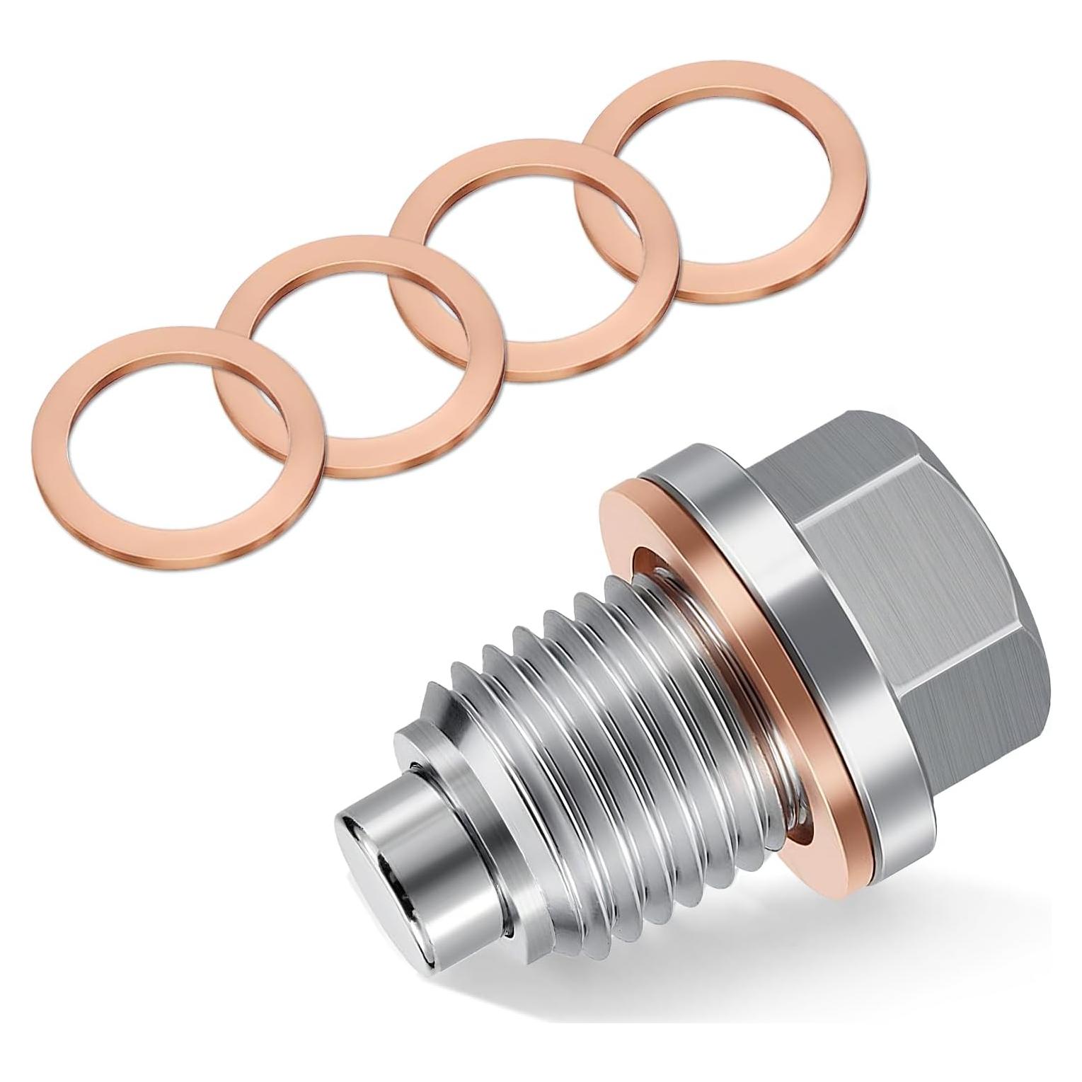 Tapón de Drenaje de Aceite Magnético JUSTTOP M12 x 1.5 con 5 Arandelas