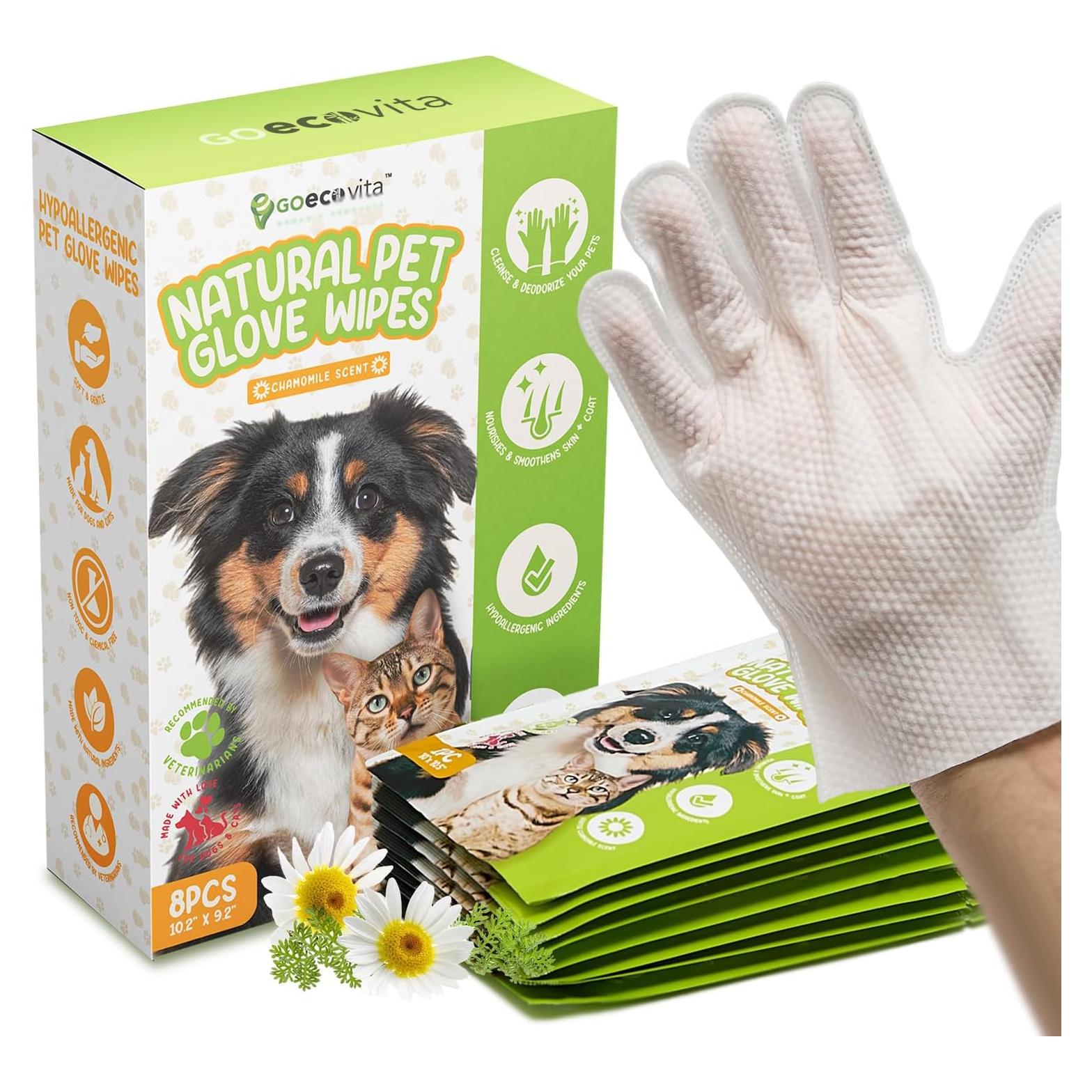 Toallitas de Guante para Mascotas GoEcoVita - 8 Paquete