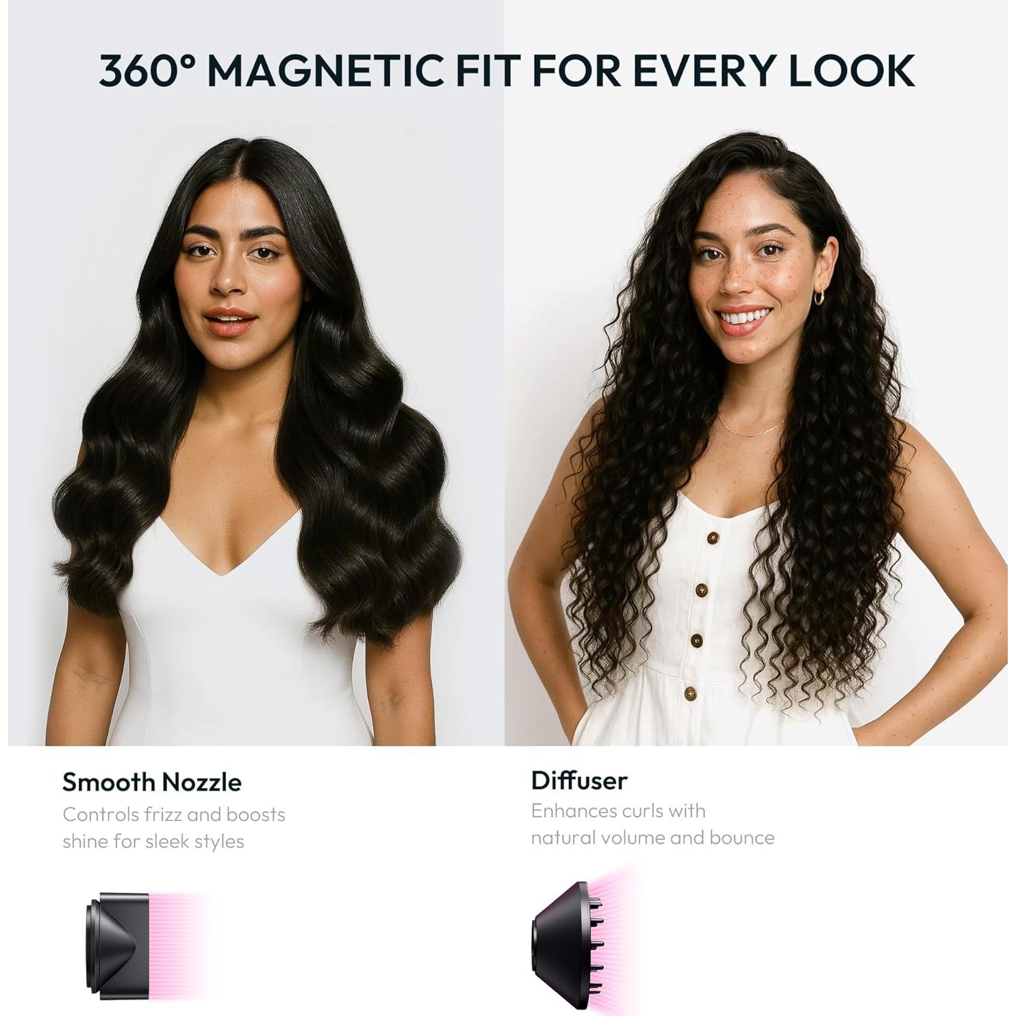 Secador de Pelo Iónico Seboar 1500W con Difusor y Pantalla LCD