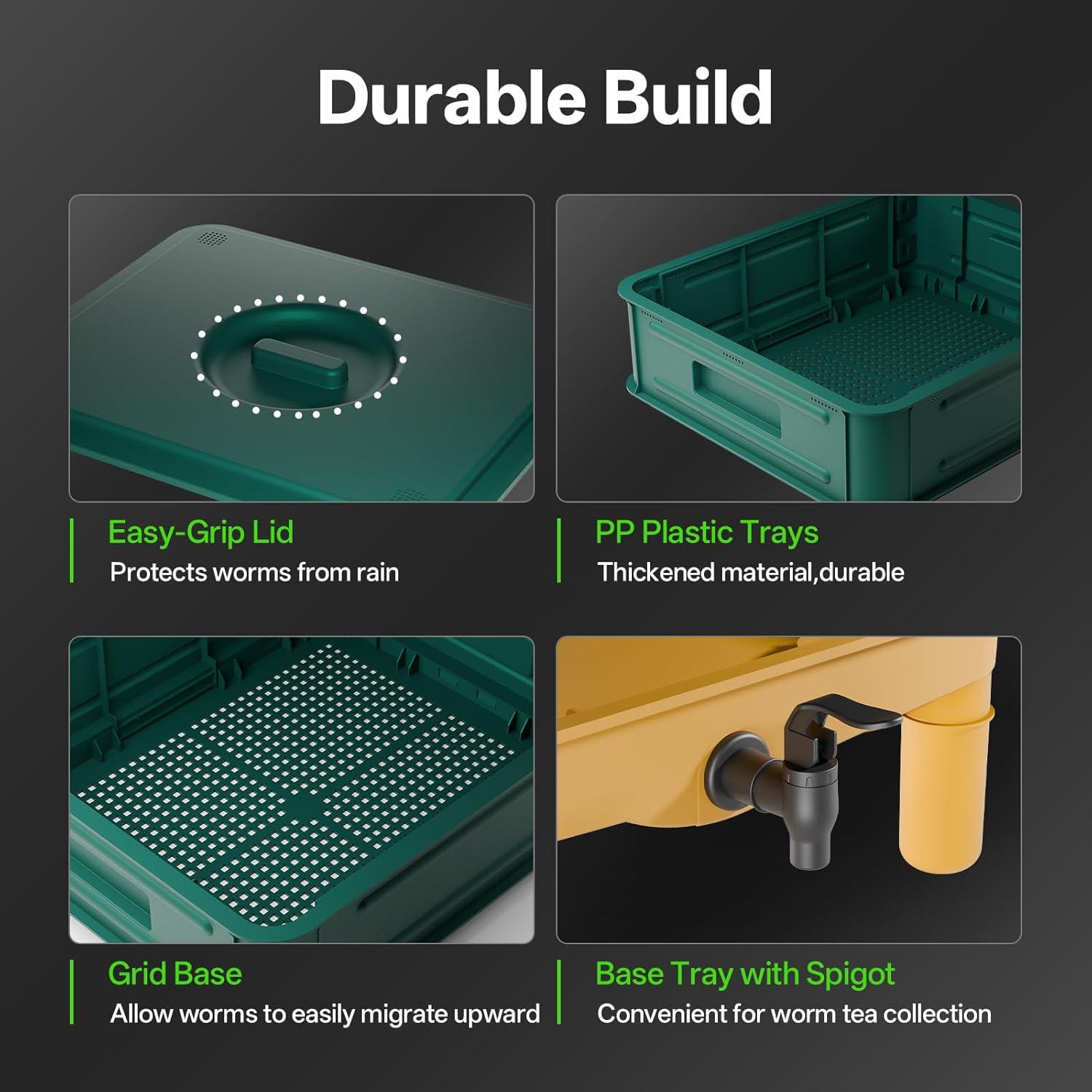 Compostador de Lombrices TOP XIAN 85L 5 Capas Verde