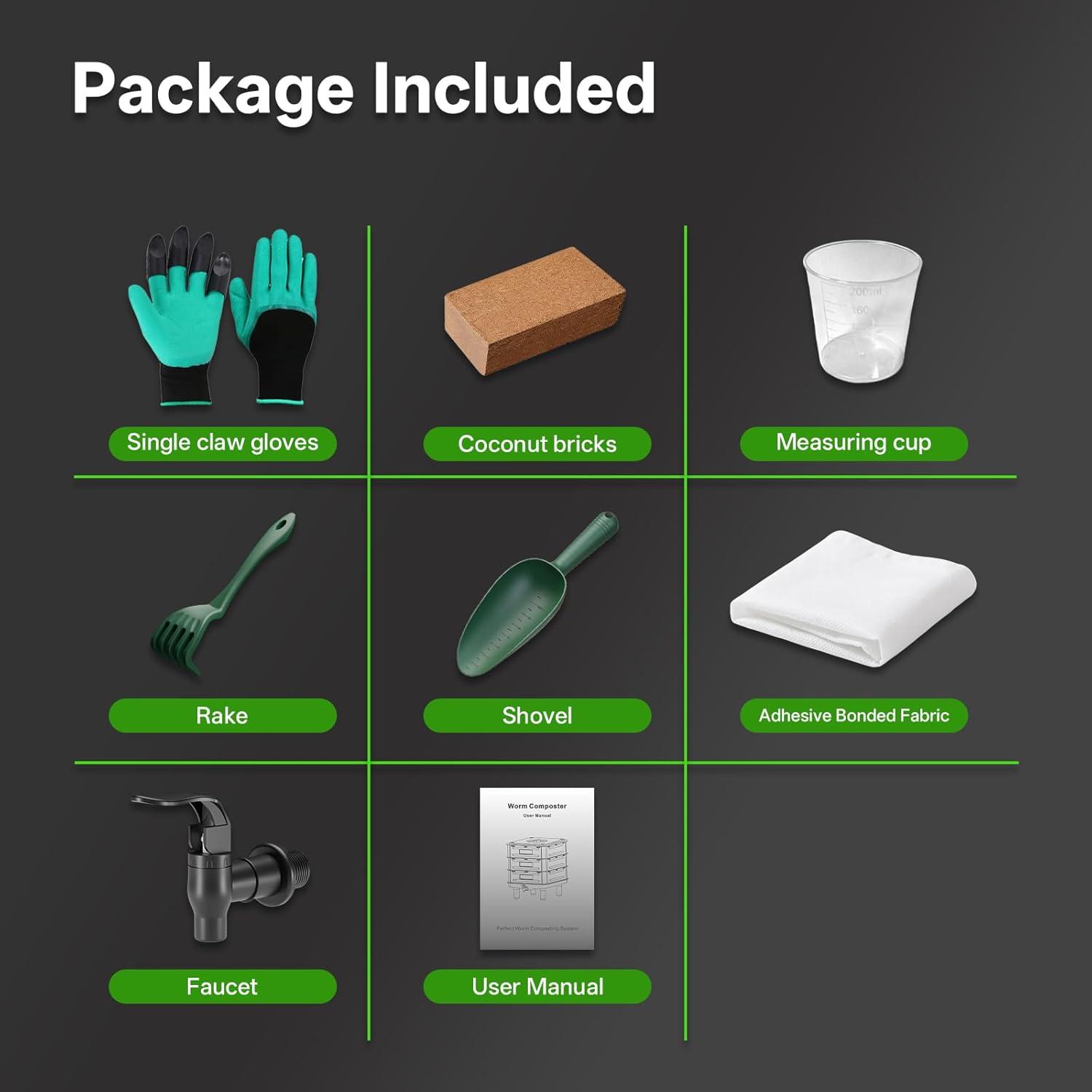 Compostador de Lombrices TOP XIAN 85L 5 Capas Verde