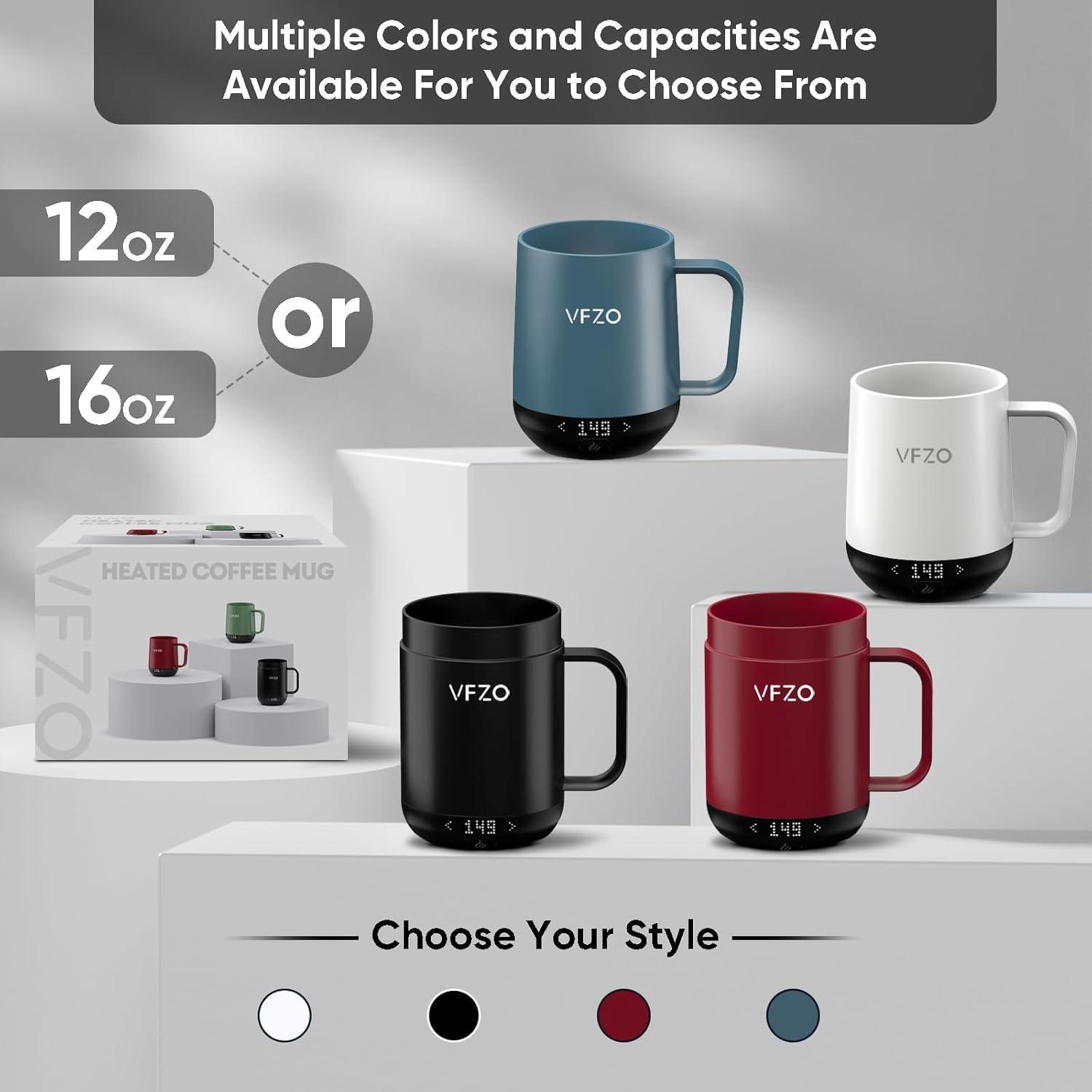 Taza Inteligente VFZO Auto Calentable 12oz Negra con LED