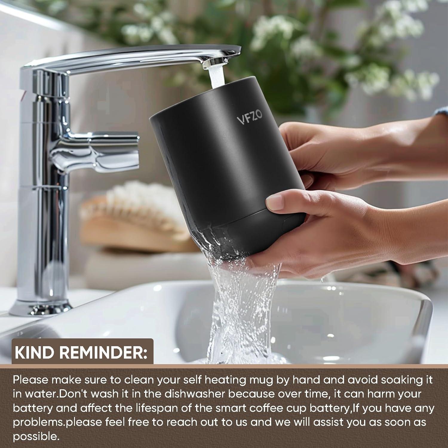 Taza Inteligente VFZO Auto Calentable 12oz Negra con LED