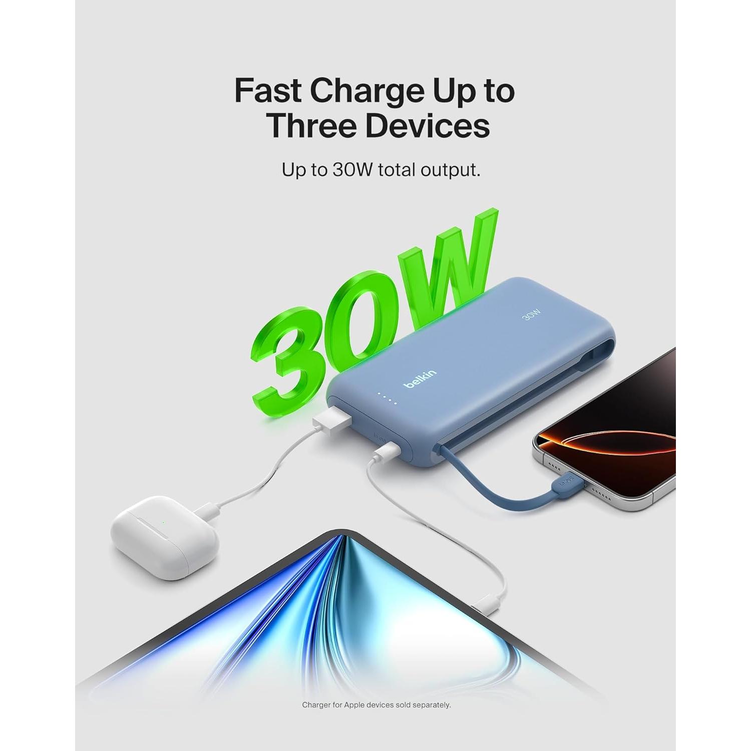 Cargador Portátil Belkin 20K mAh 30W USB-C Carga Rápida