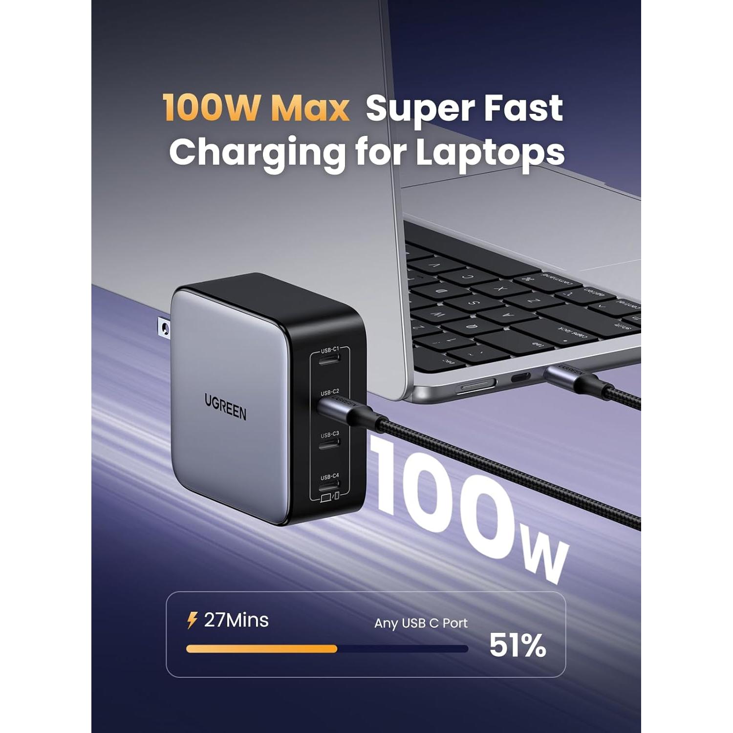 Cargador USB C UGREEN Nexode 100W 4 Puertos GaN