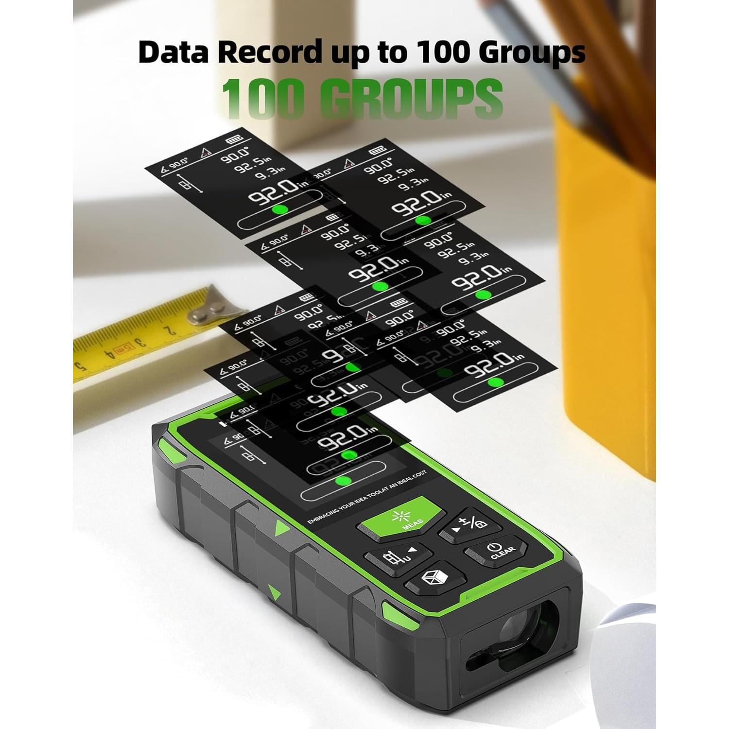 Medidor de Distancia Láser Huepar 120m Verde Dual LCD