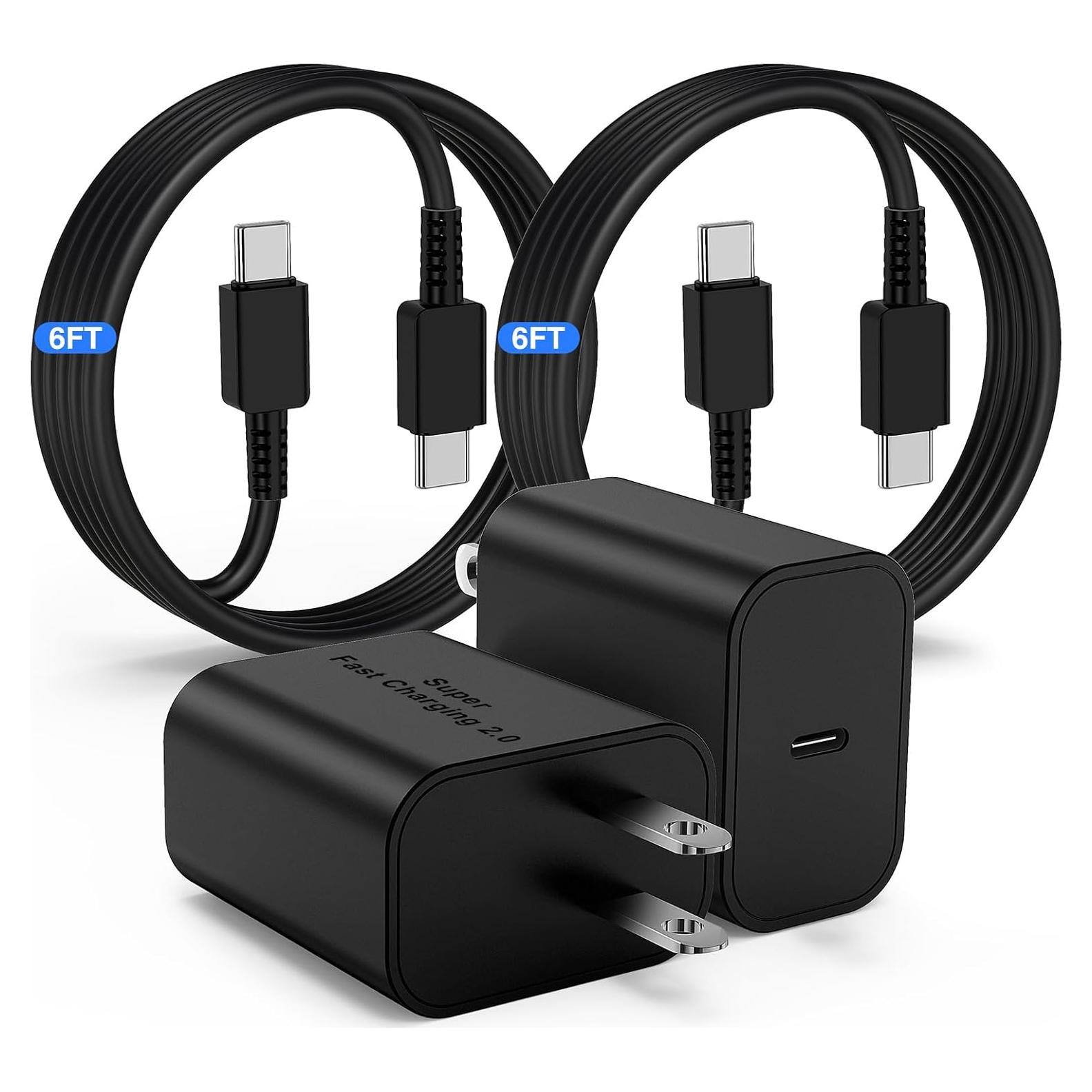 Cargador Super Rápido USB-C 45W Samsung + 2 Cables 6FT