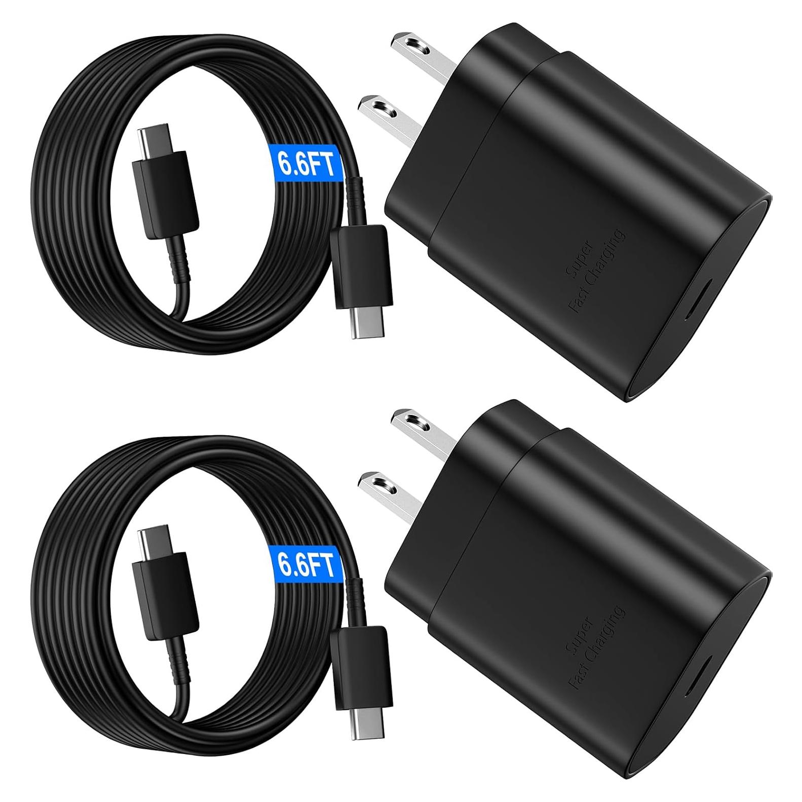 Cargador Rápido 25W USB C Samsung + Cable 2m Negro