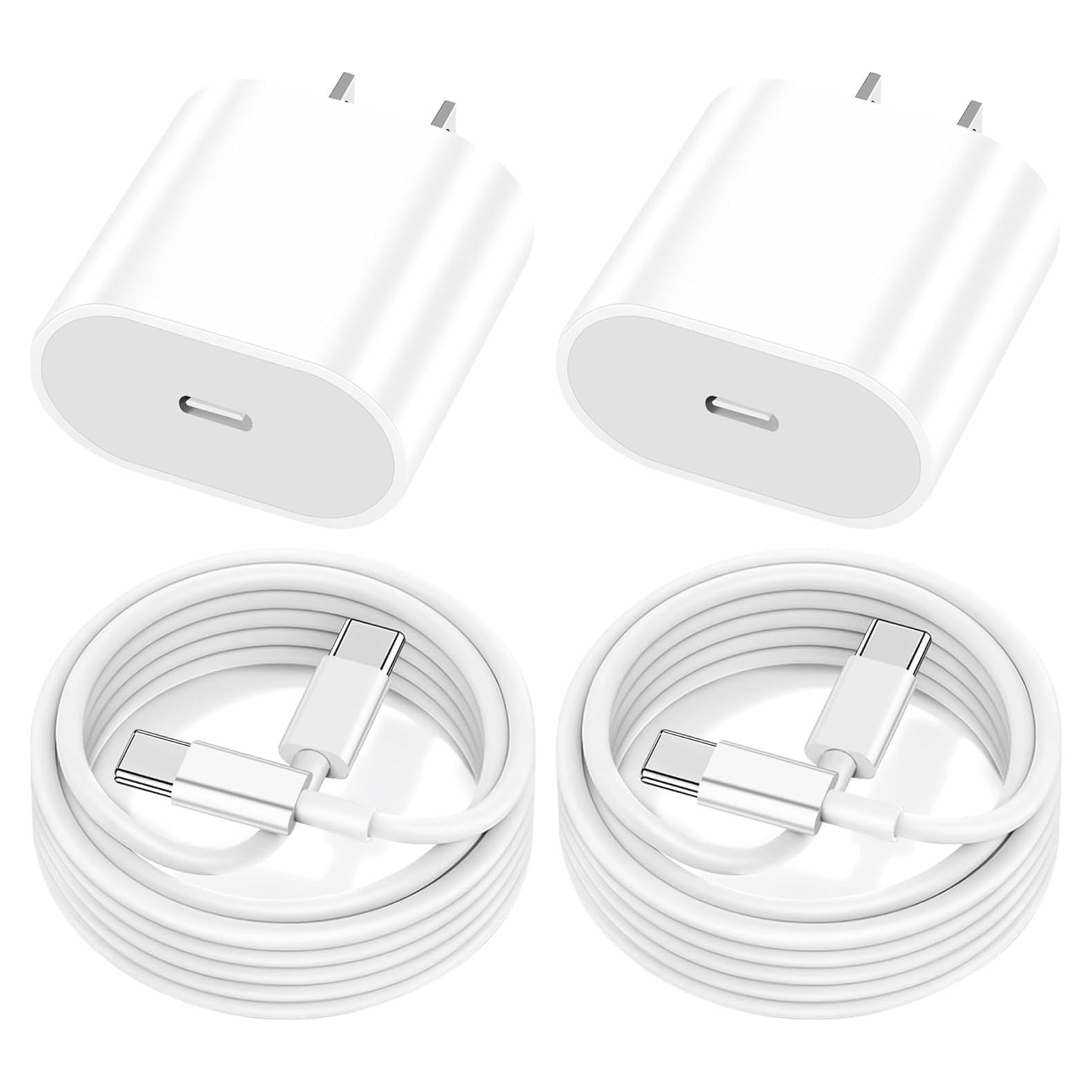 Cargador Rápido USB-C 20W MFi con 2 Cables de 3m para iPad