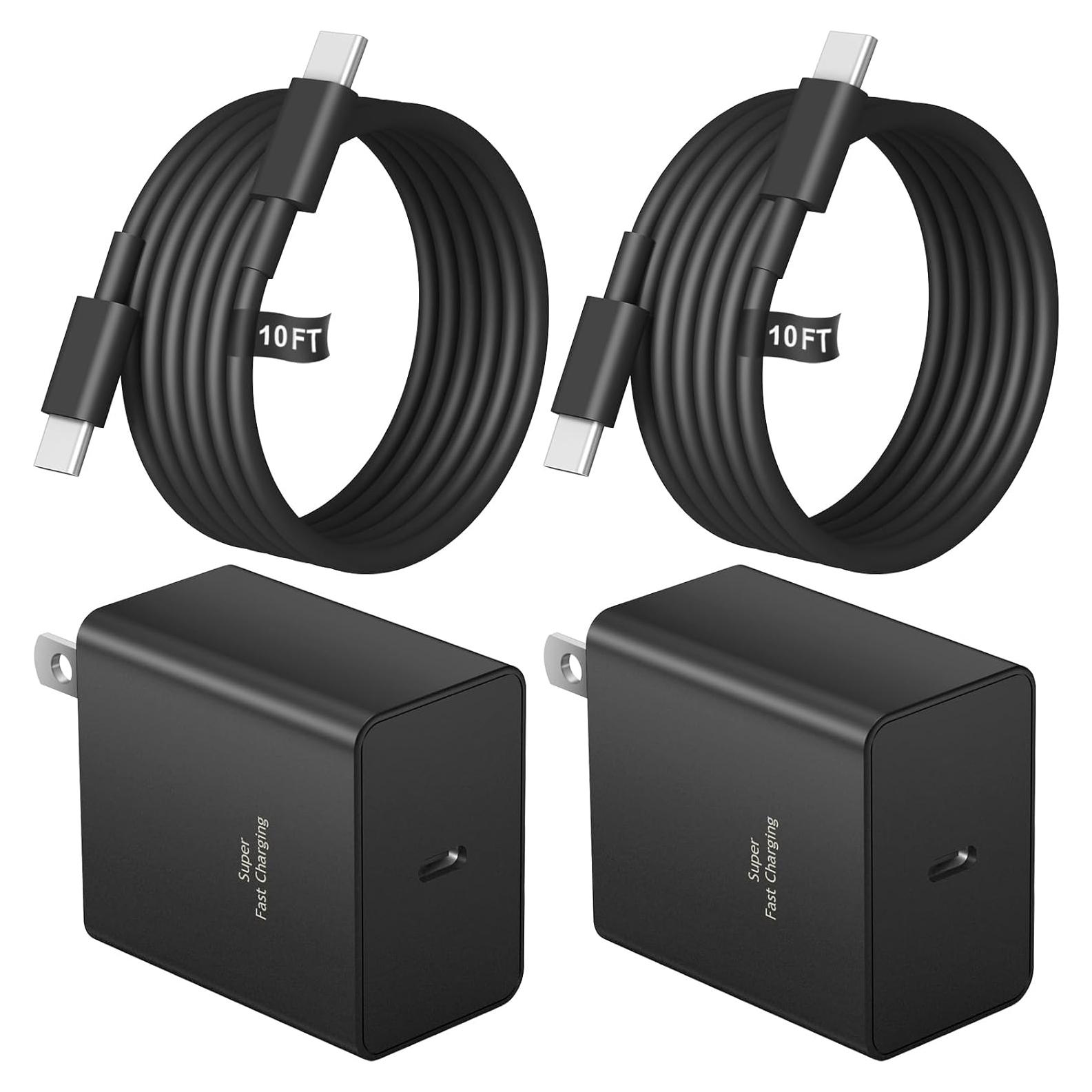 Cargador USB C Rápido 45W 2-Pack Samsung y iPhone