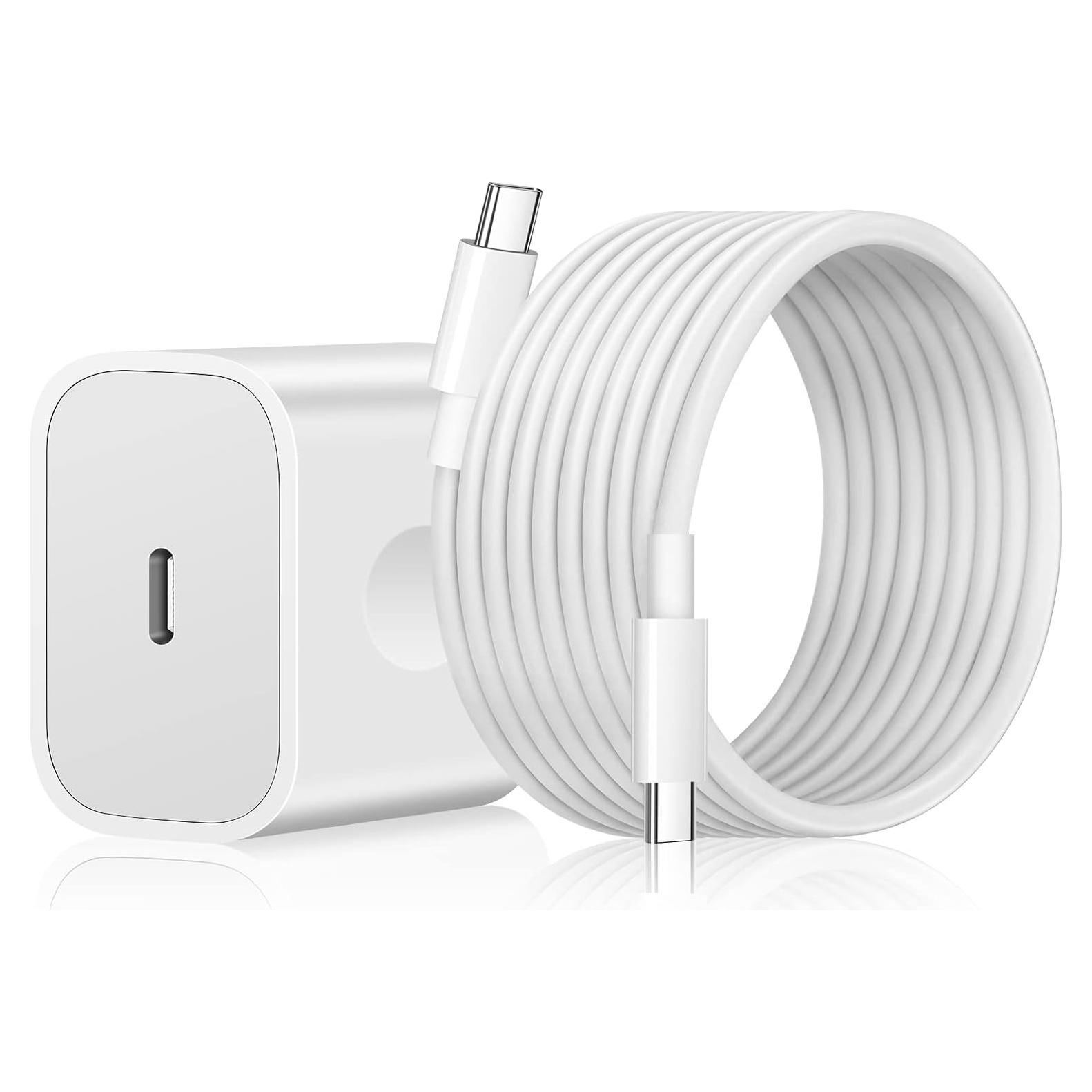 Cargador Rápido USB-C 20W para iPad Pro y iPhone - 2m