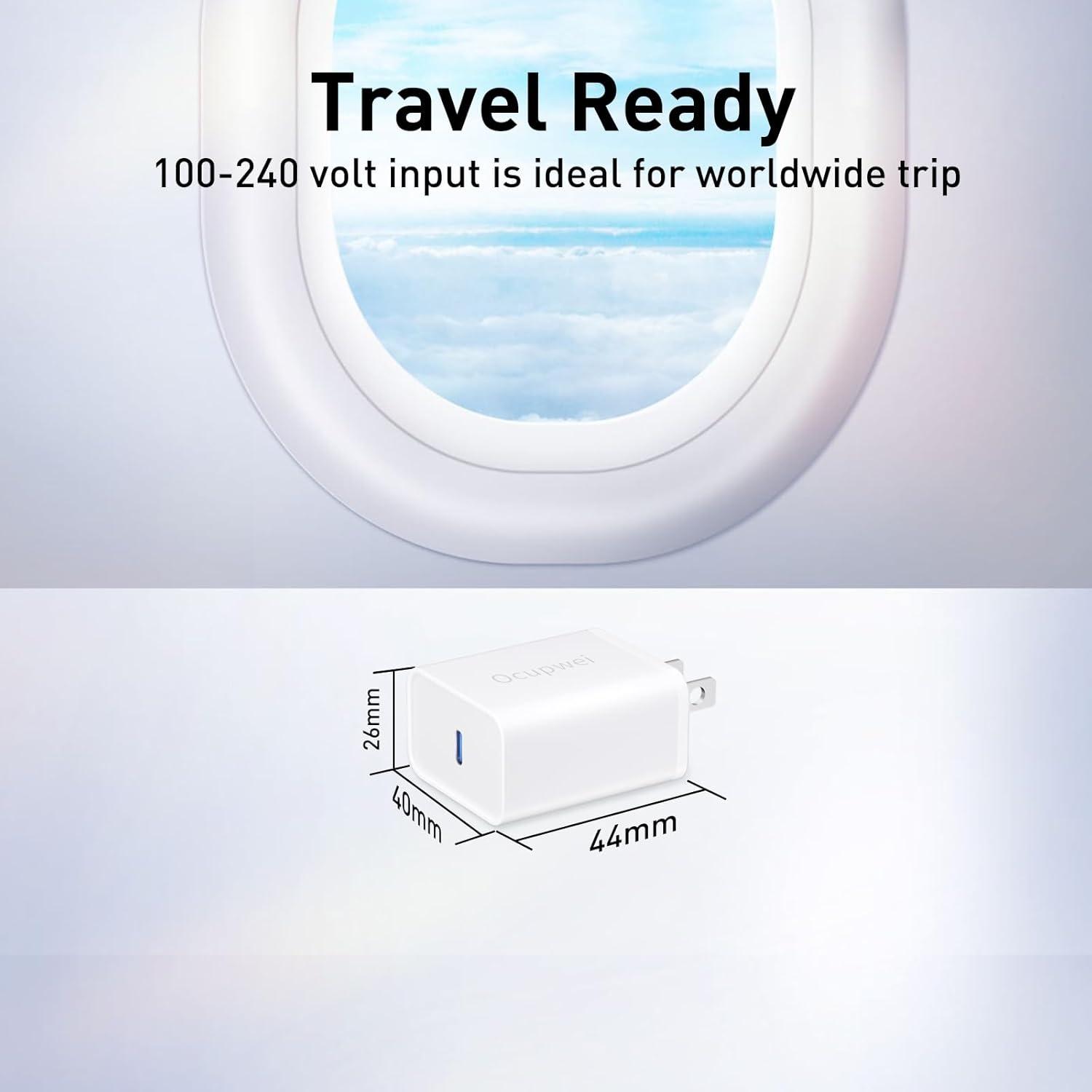 Cargador USB C 20W Ocupwei Rápido 2 Pack Blanco