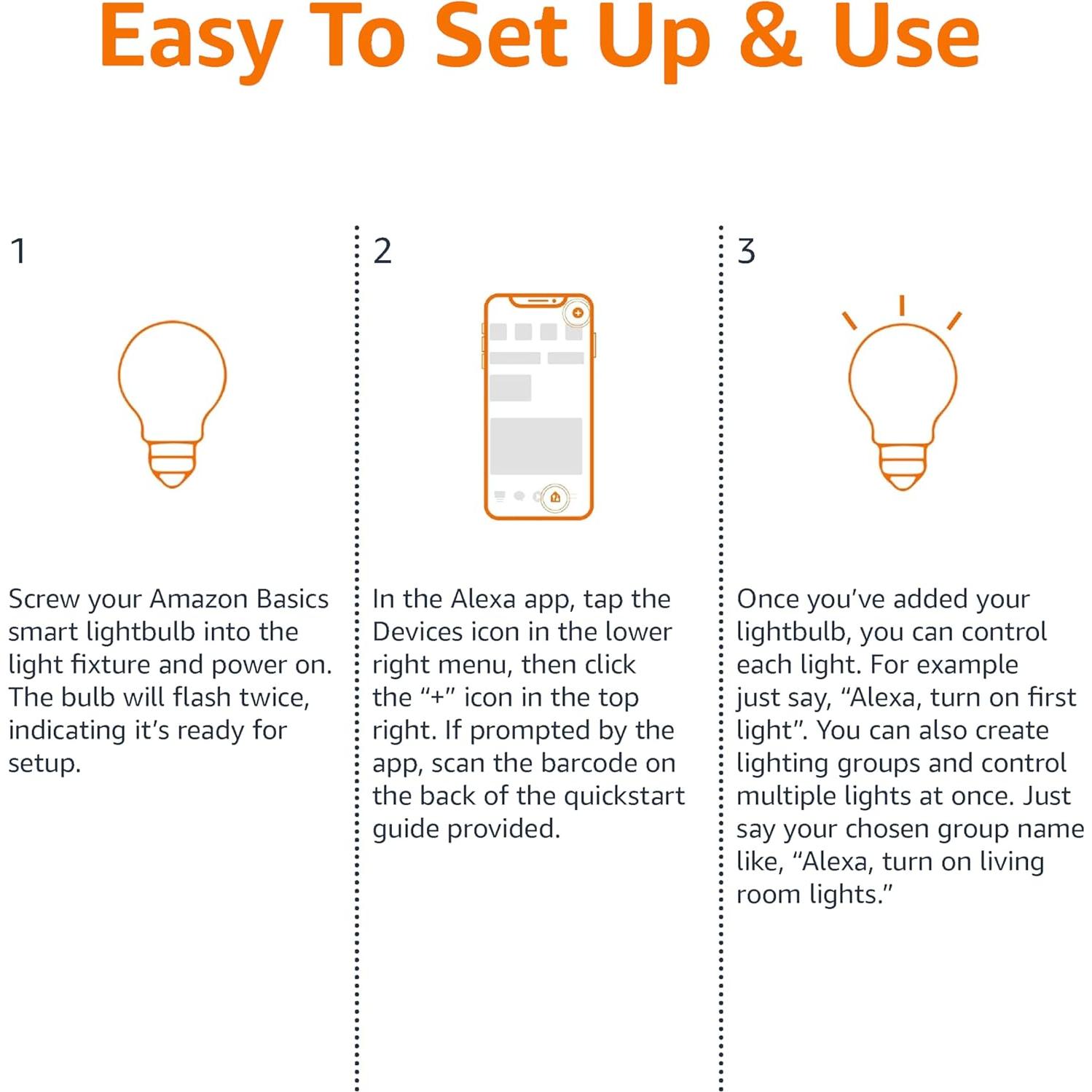 Bombilla LED A19 inteligente Amazon Basics 9W regulable blanco suave